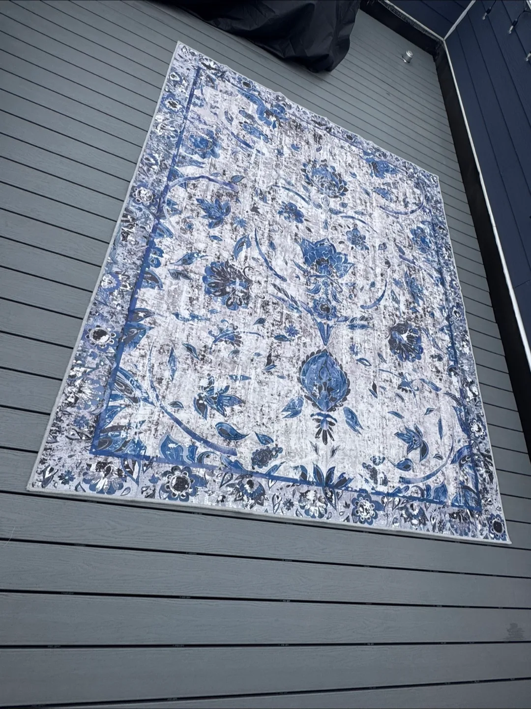 Area Rug, 8x10, Blue Floral/Gray thumbnail