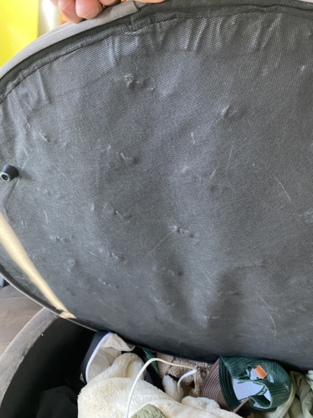 Grey Velvet Round Storage Ottoman - photo 2