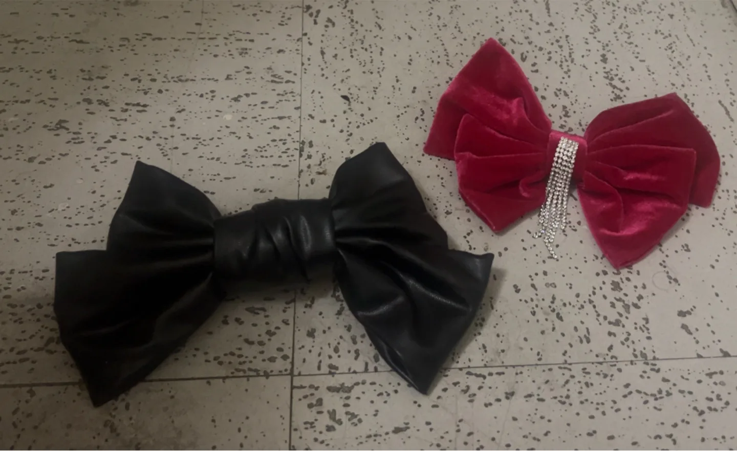 Hair Bows - Black Leatherette & Red Velvet thumbnail
