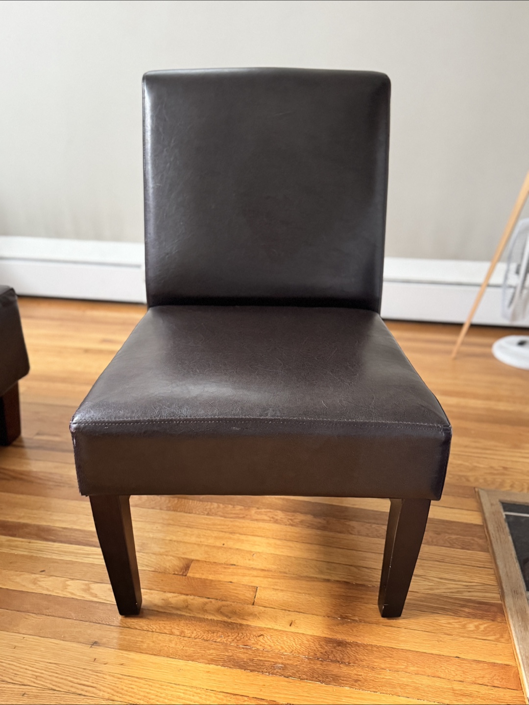 Modern Brown Leather Accent Chair - photo 2