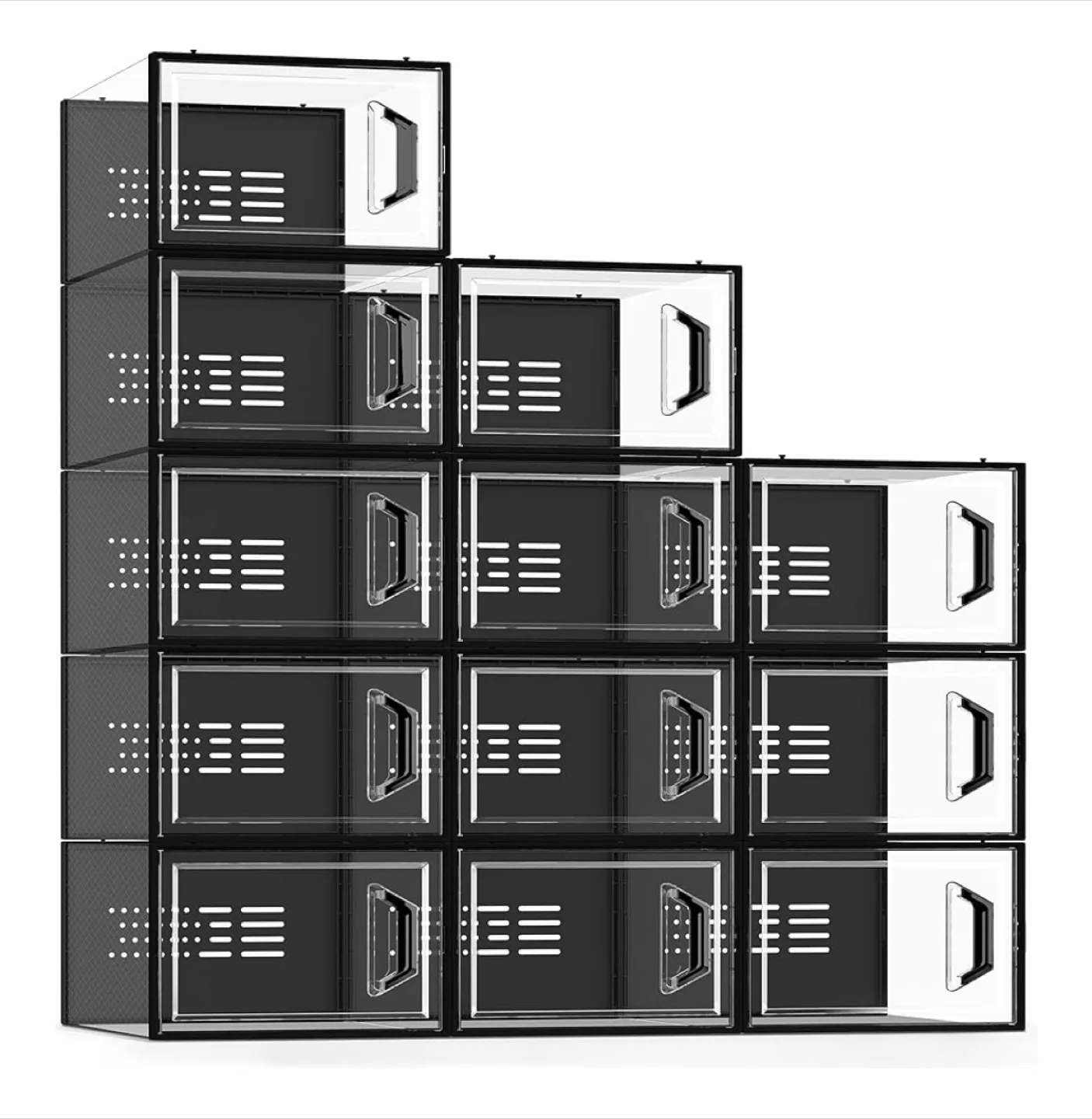 Pack of 12 Stackable Shoe Box - Clear Black thumbnail