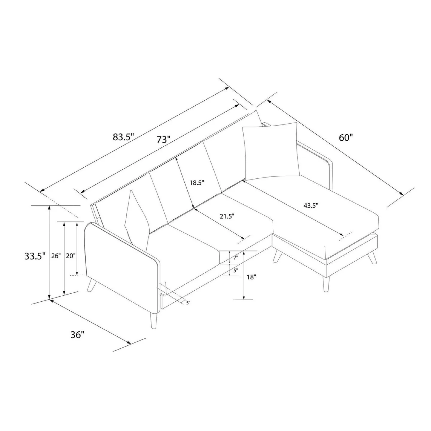 Black Velvet Sectional Sofa, 83.5" x 60" image indicator(3)