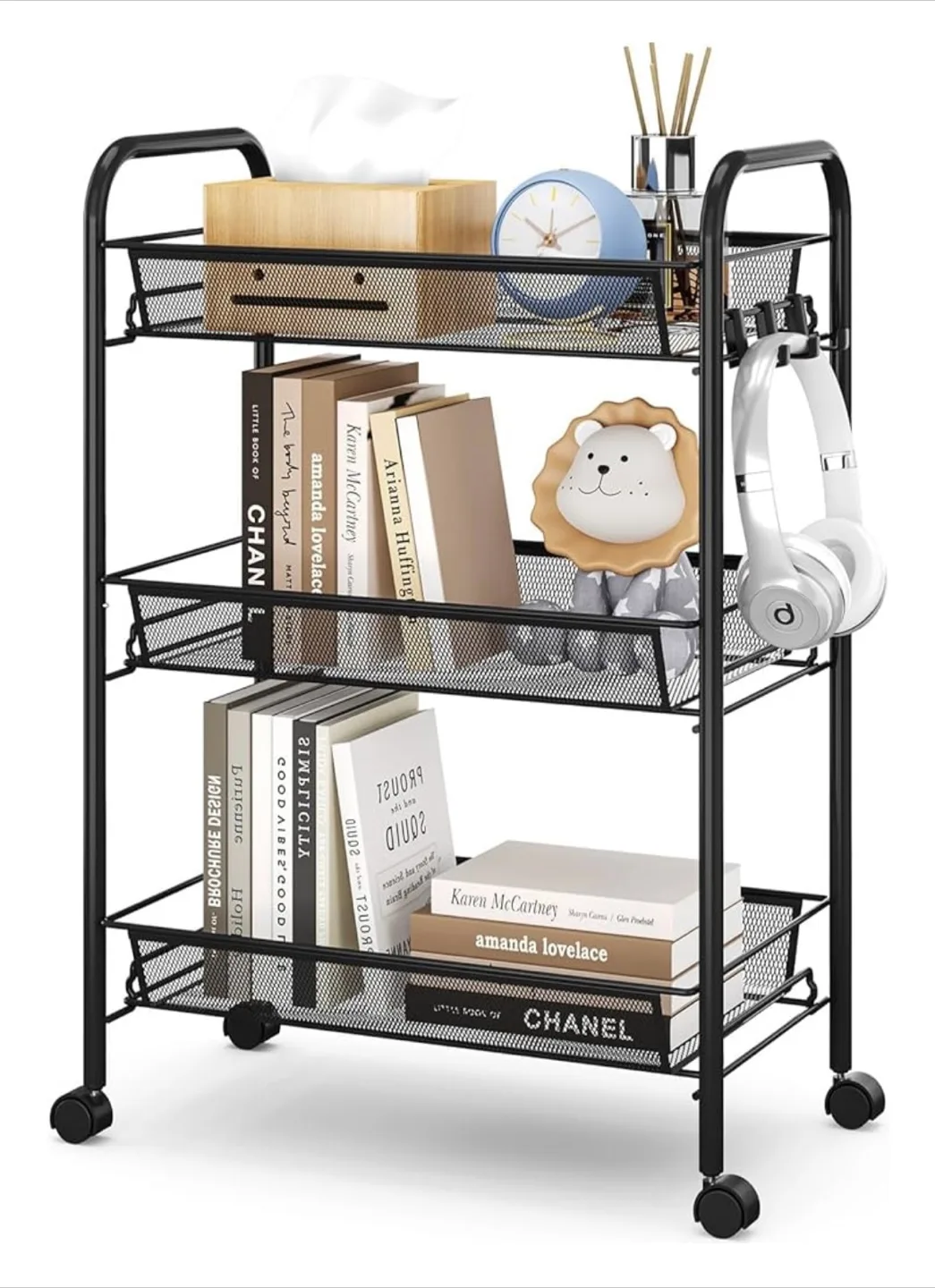 Black 3-Tier Rolling Utility Cart thumbnail