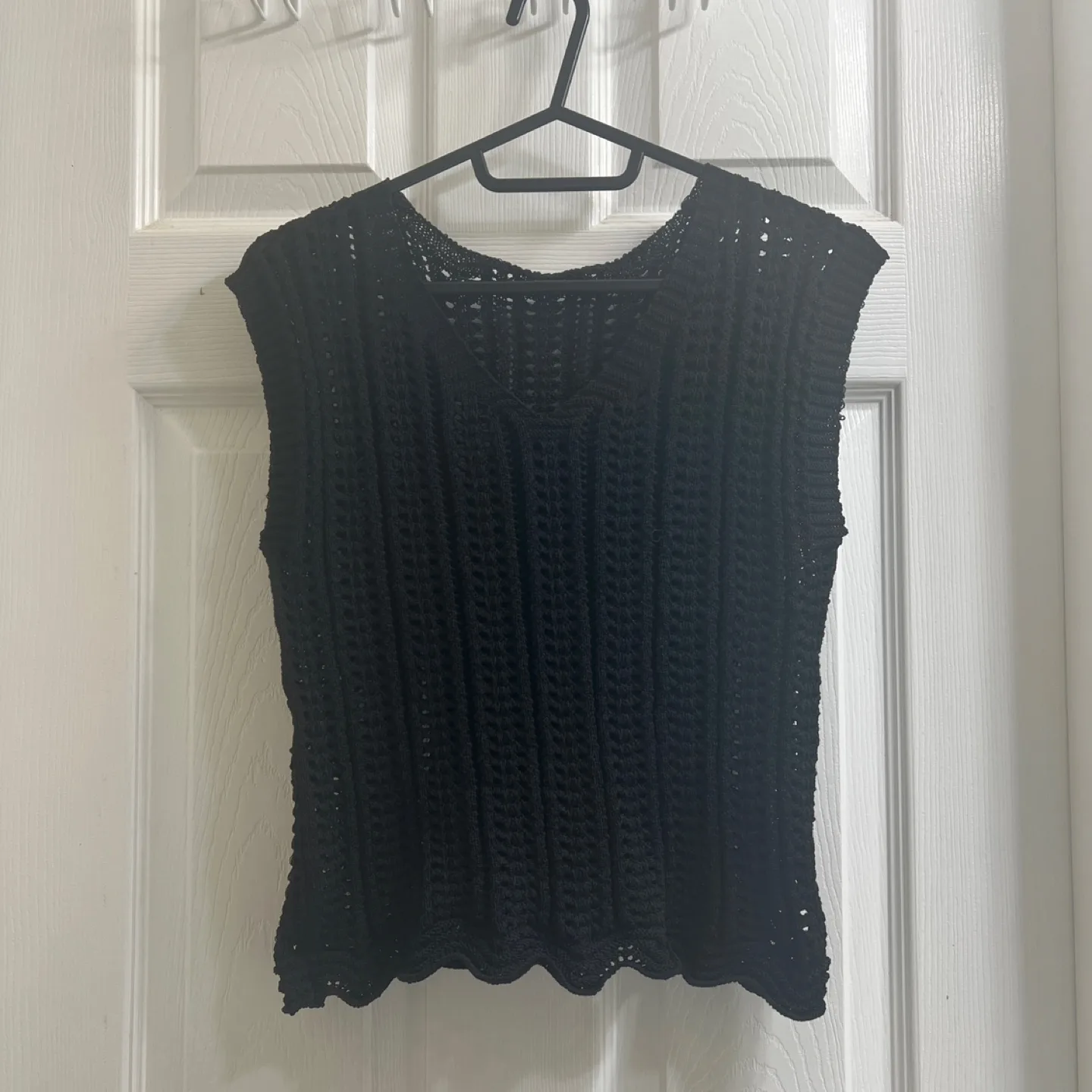 Black Crochet Sleeveless Knitted Summer Tank Top Vest thumbnail