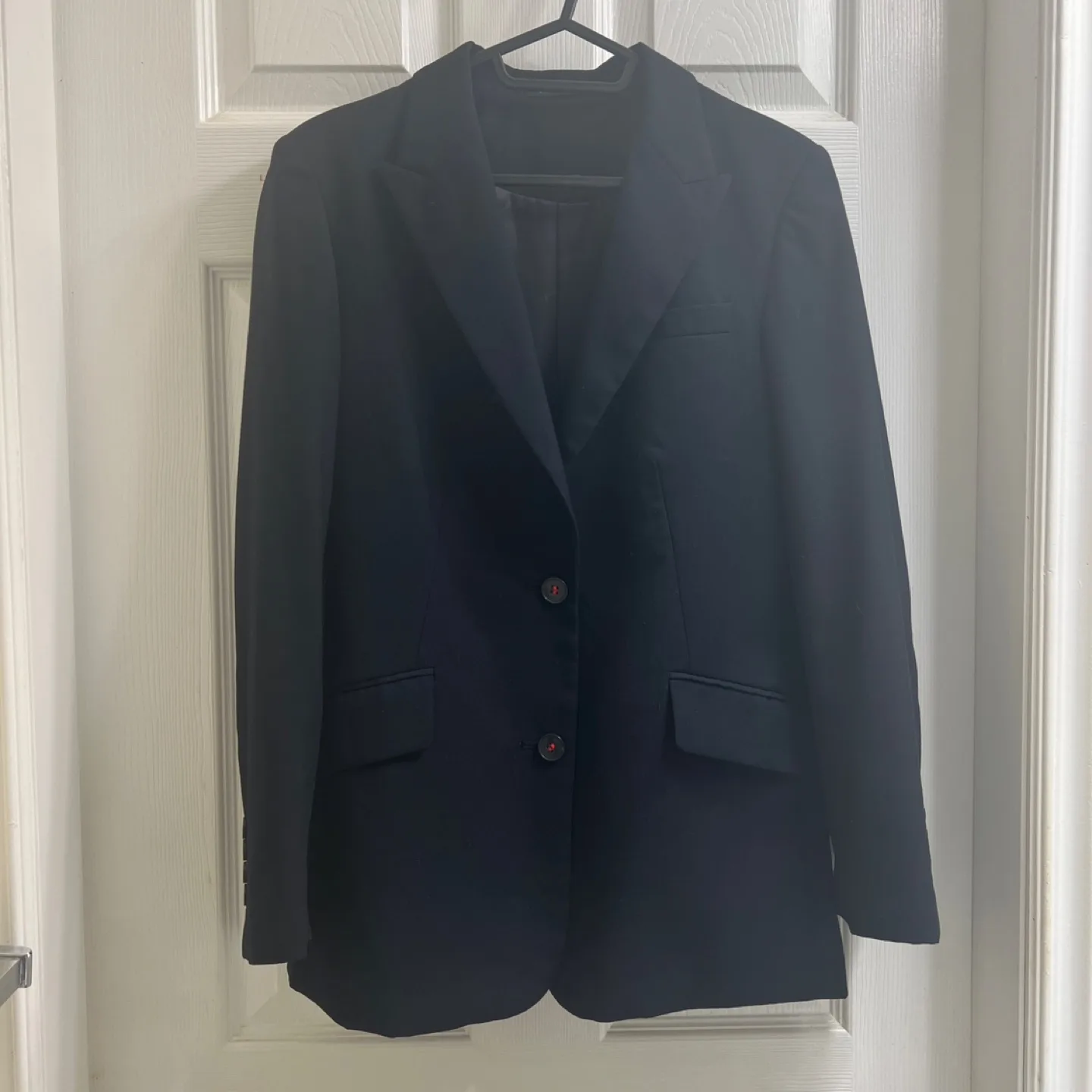 Classic Navy Blue Red Button Up Blazer thumbnail
