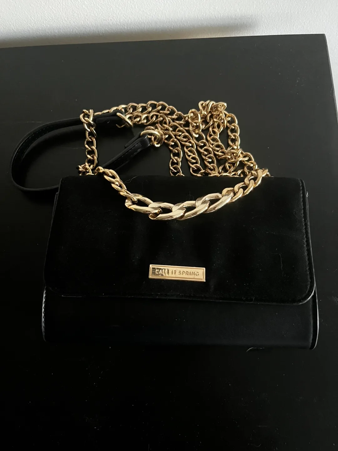 Call It Spring Black Purse with Gold Chain image indicator(2)