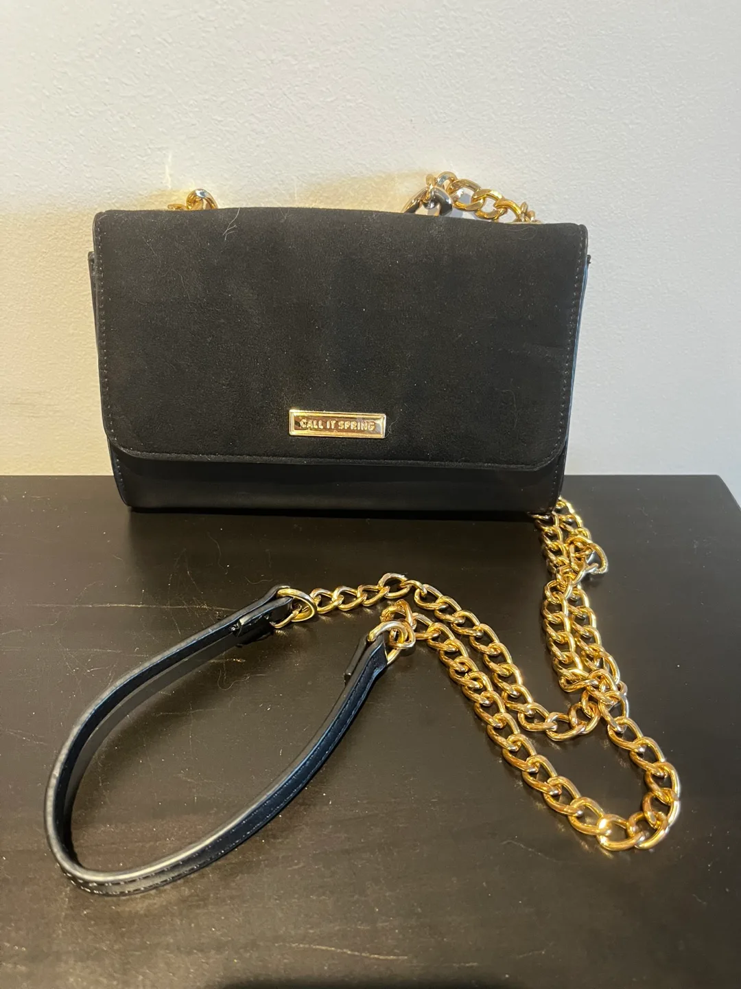 Call It Spring Black Purse with Gold Chain thumbnail