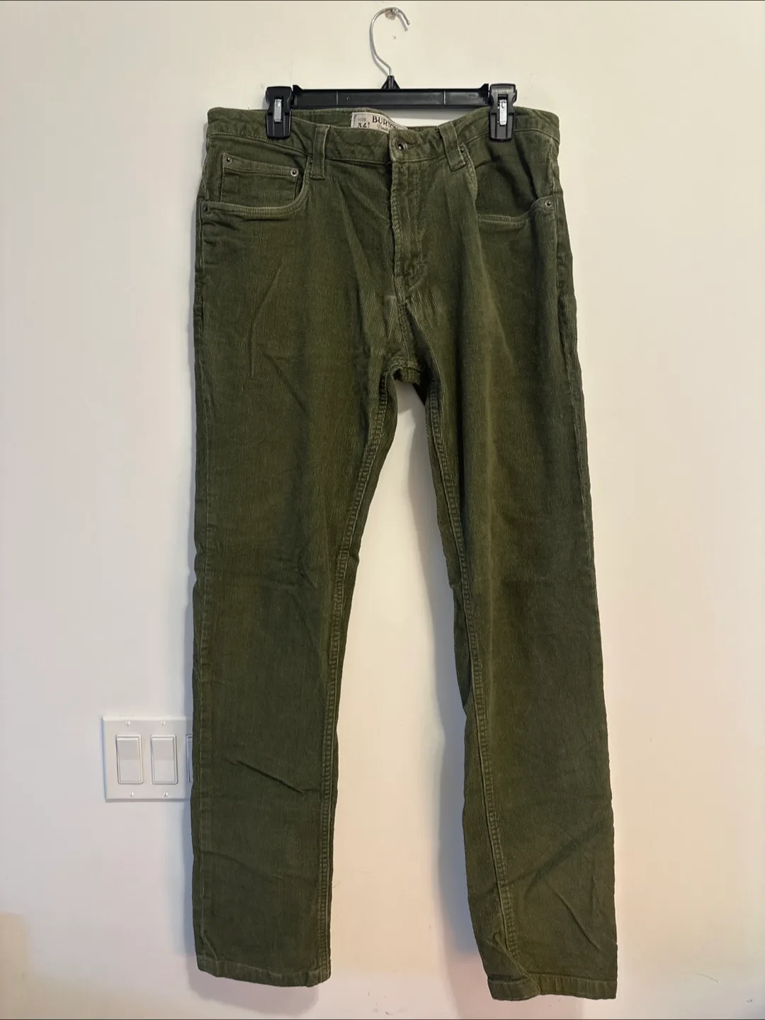 Burton Mens Corduroy Pants, Size 34x32, Olive Green thumbnail