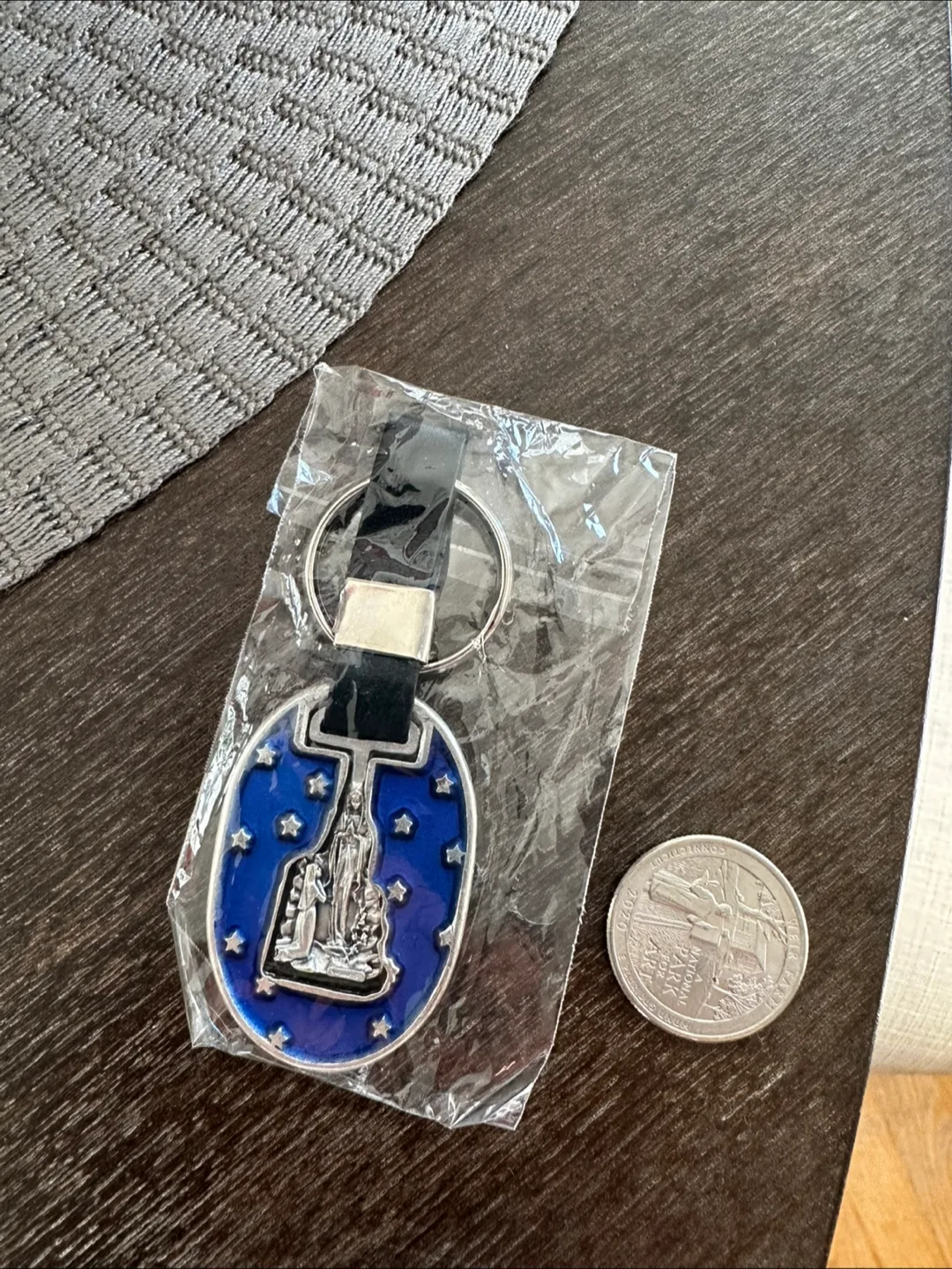 Blue Virgin Mary metal Keychain #freecycle thumbnail