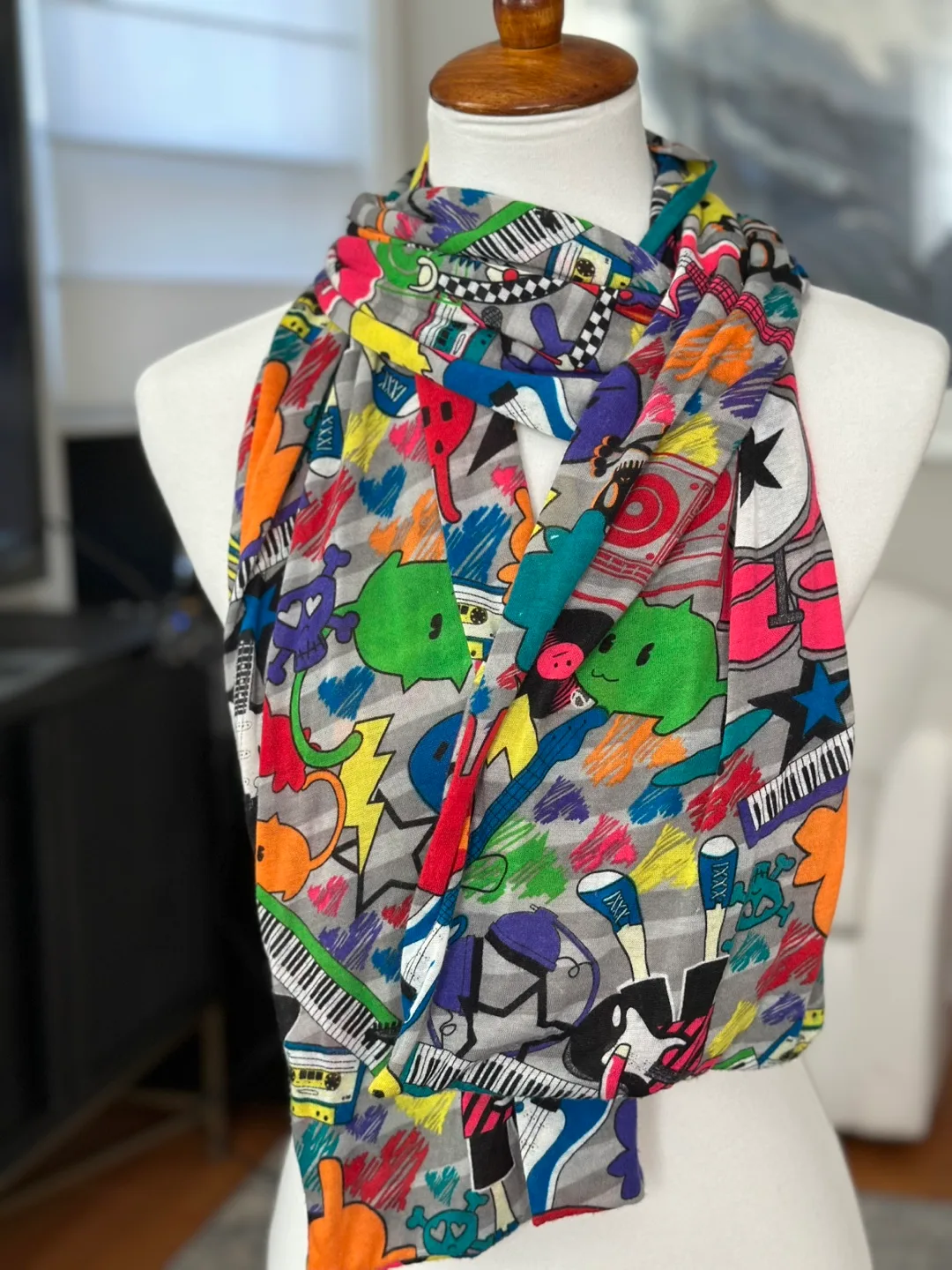 Claire's Colorful Music Print Scarf #freecycle thumbnail
