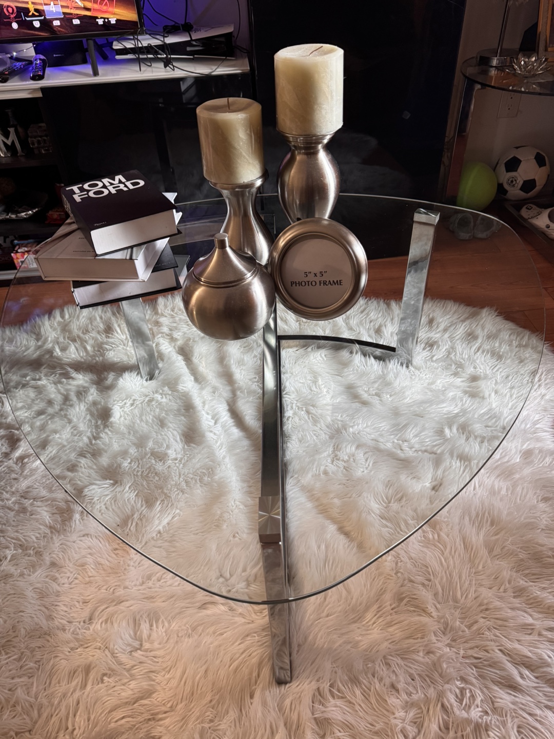 Glass Top Side Table with Chrome Legs