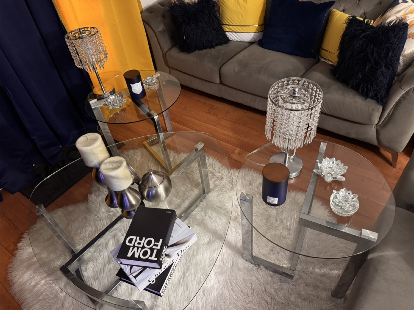 Glass Top Side Table with Chrome Legs - photo 5