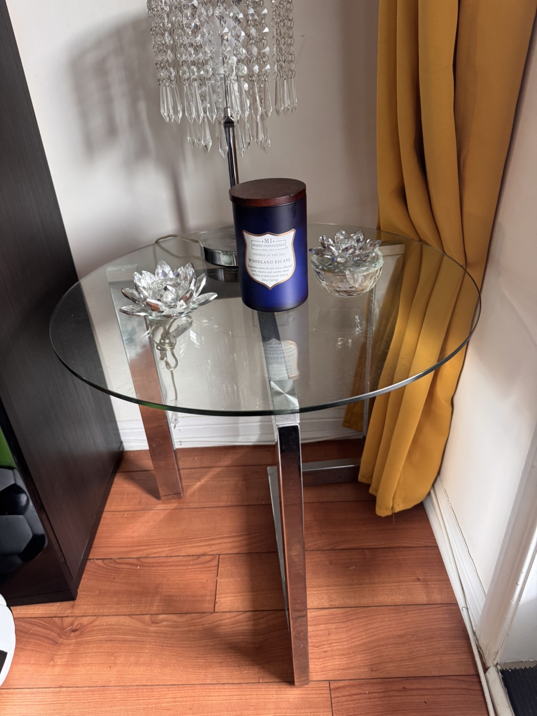 Glass Top Side Table with Chrome Legs - photo 3