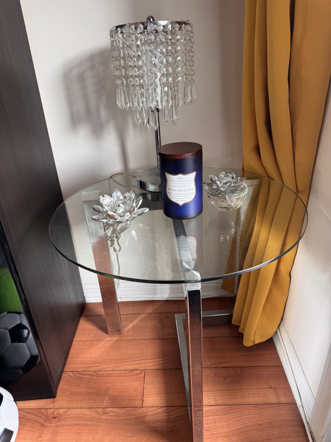 Glass Top Side Table with Chrome Legs - photo 4