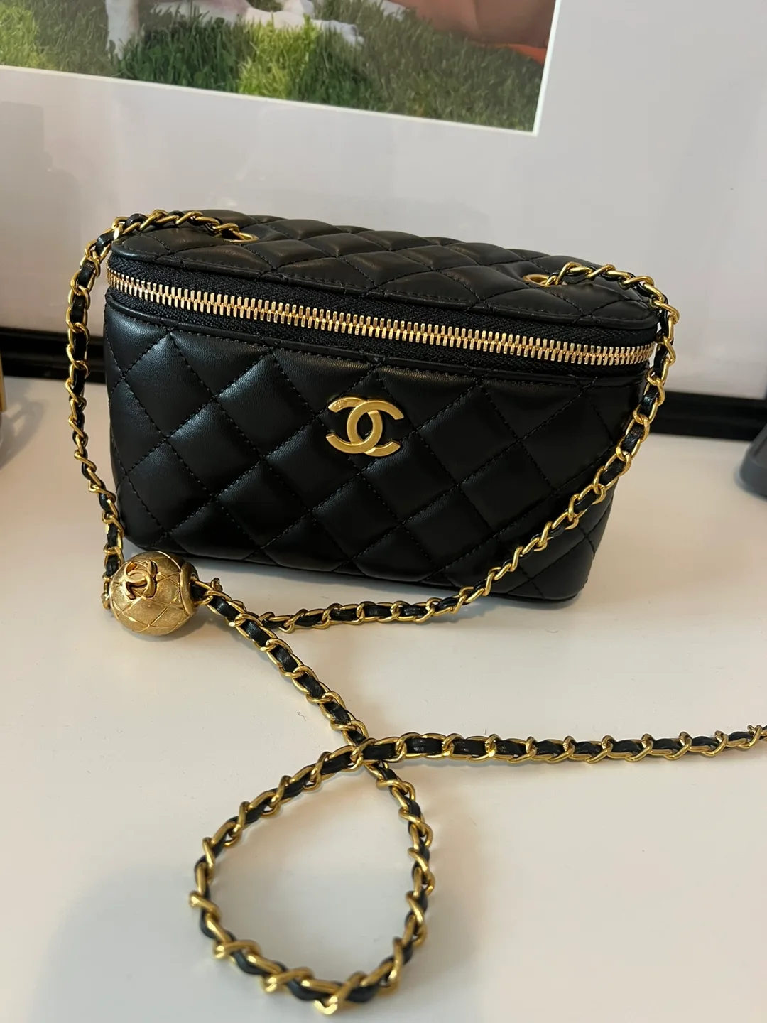 Womens leather vanity bag thumbnail