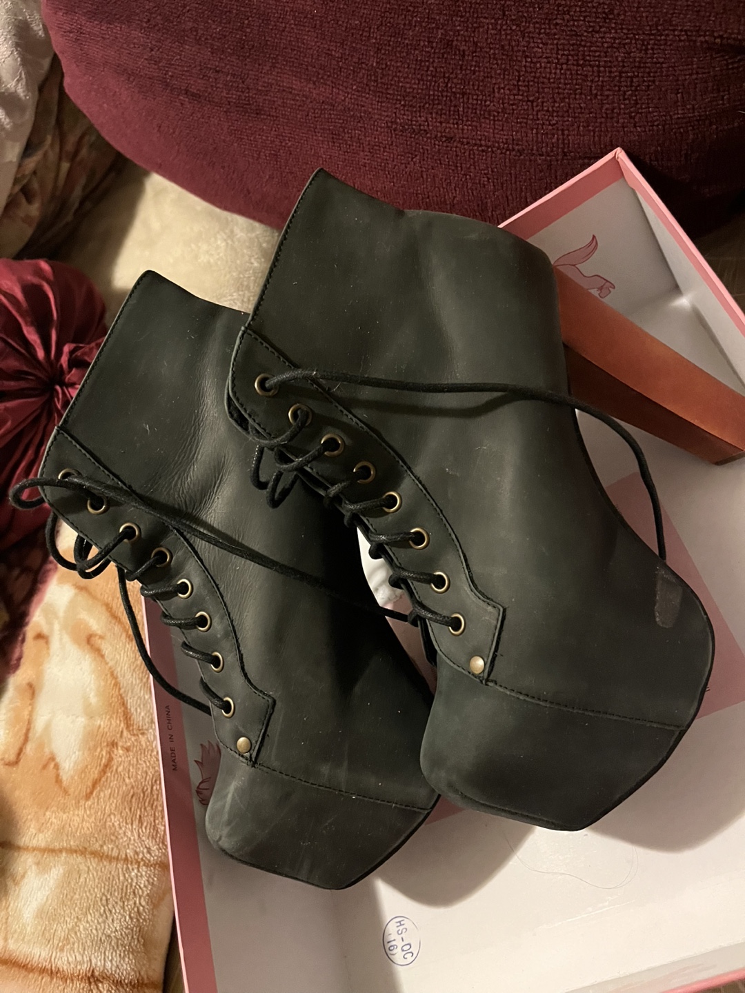 Jeffry Campbell real leather Platform Ankle Boots