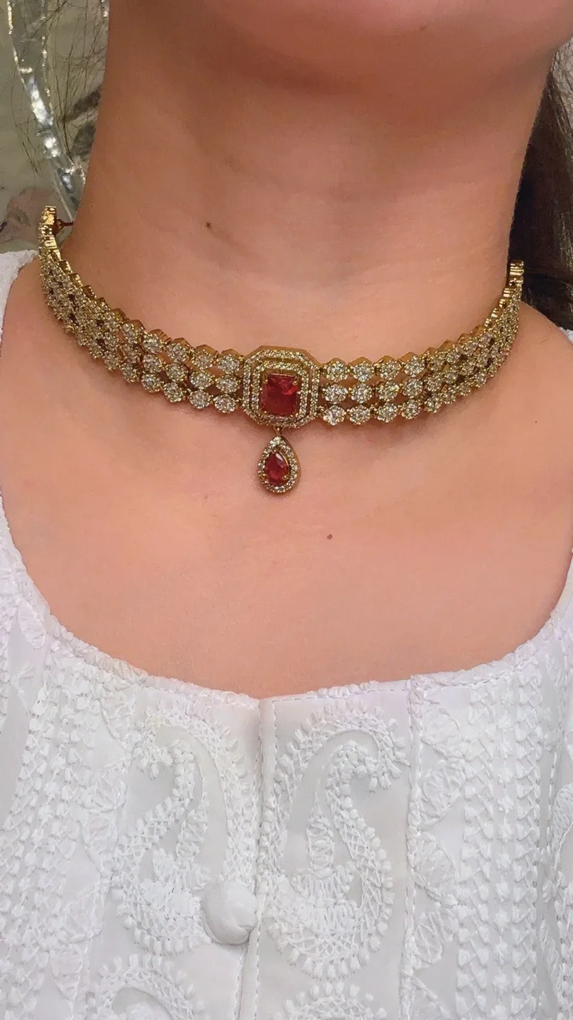 Gold & Red choker set image indicator(2)