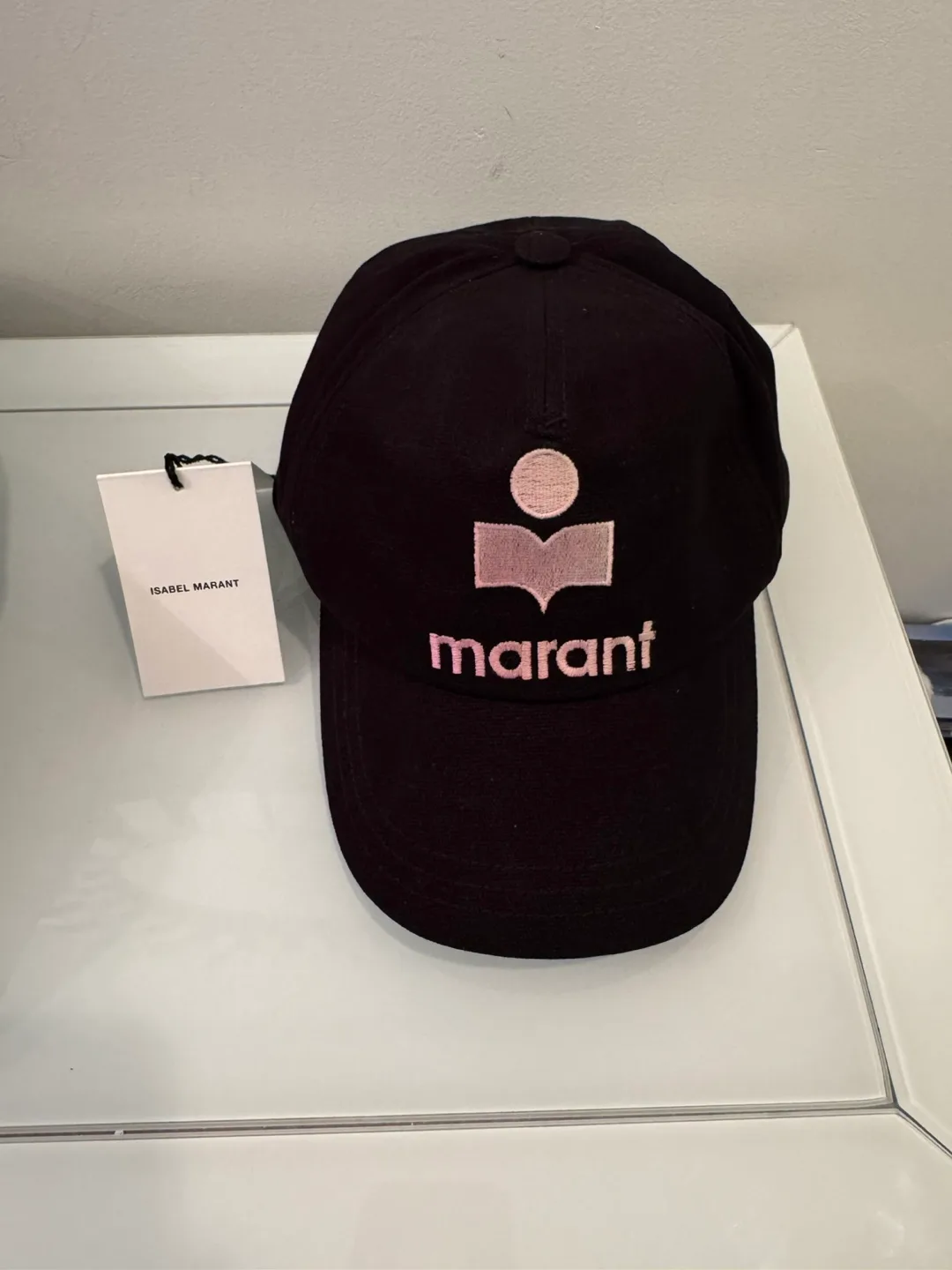 ISABEL MARANT BLACK AND PINK CASQUETTE TYRON LOGO ADJUSTABLE HAT thumbnail