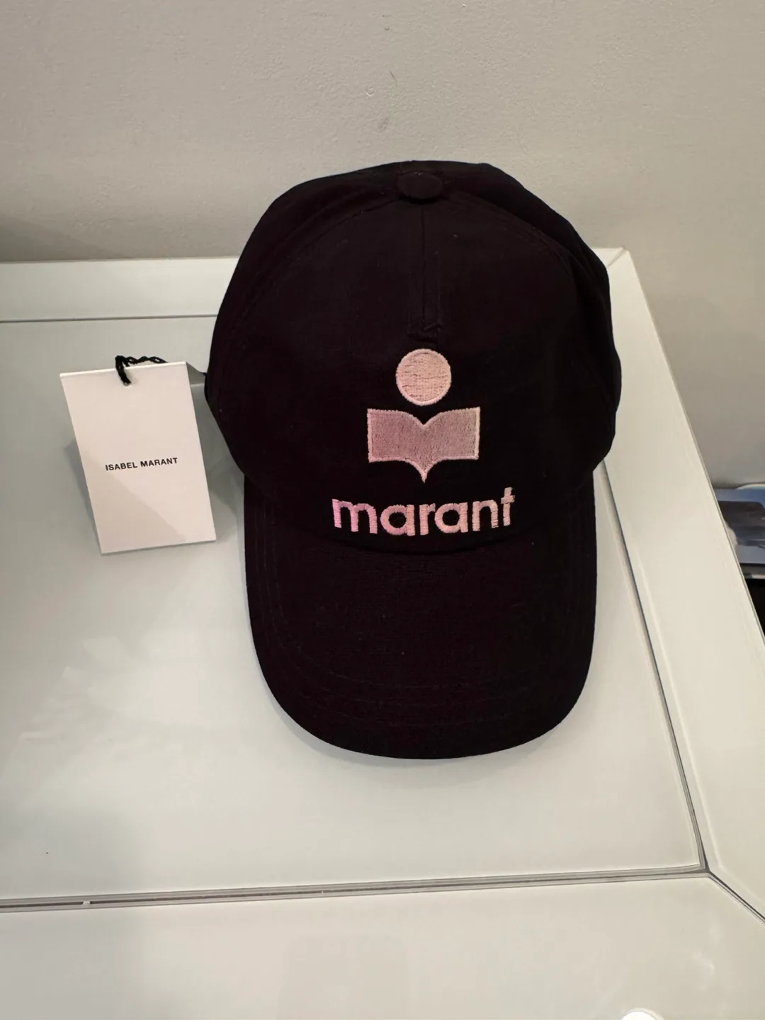 ISABEL MARANT BLACK AND PINK CASQUETTE TYRON LOGO ADJUSTABLE HAT image indicator(2)