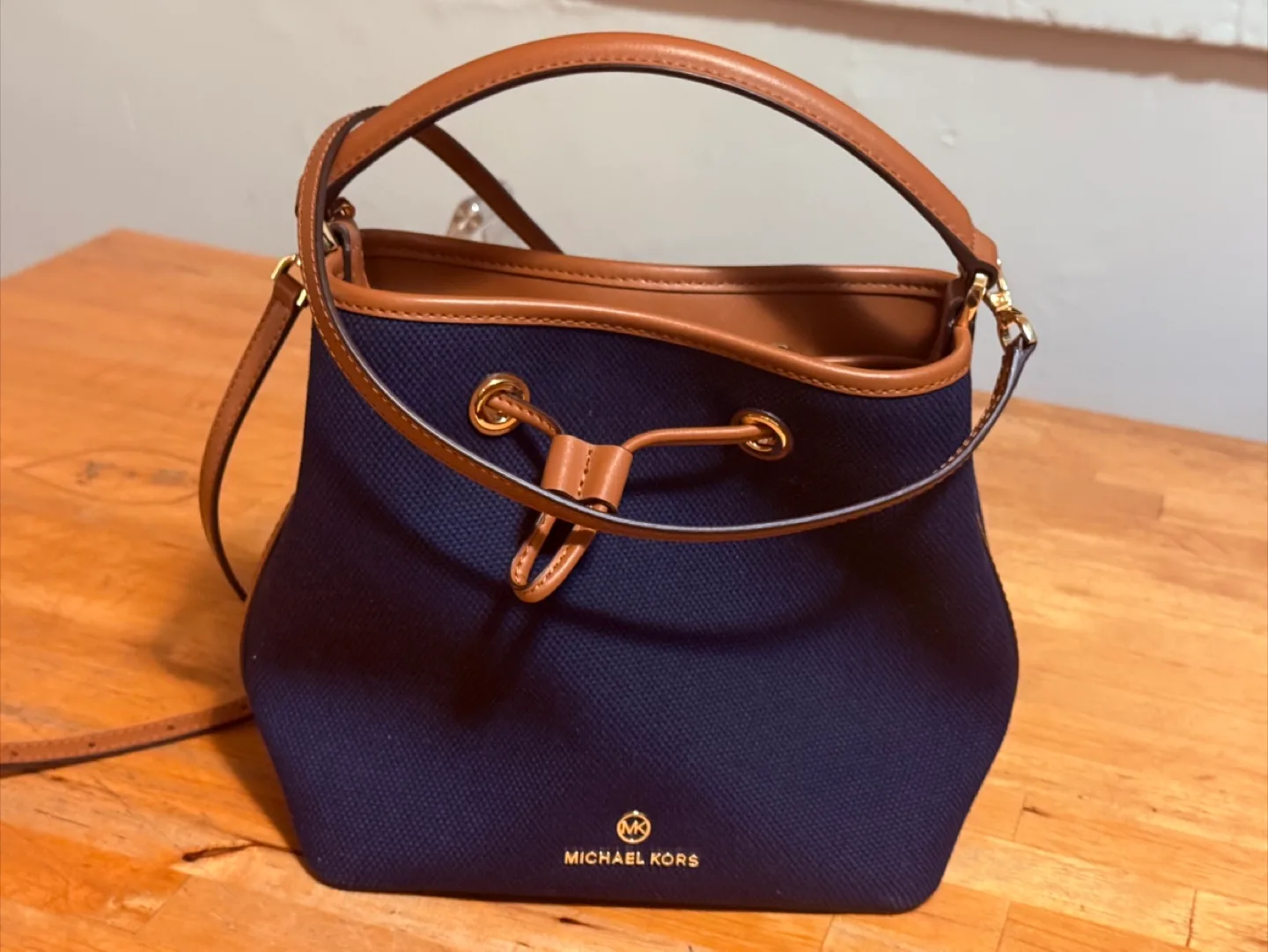 Michael Kors Navy & Brown Bucket Bag thumbnail
