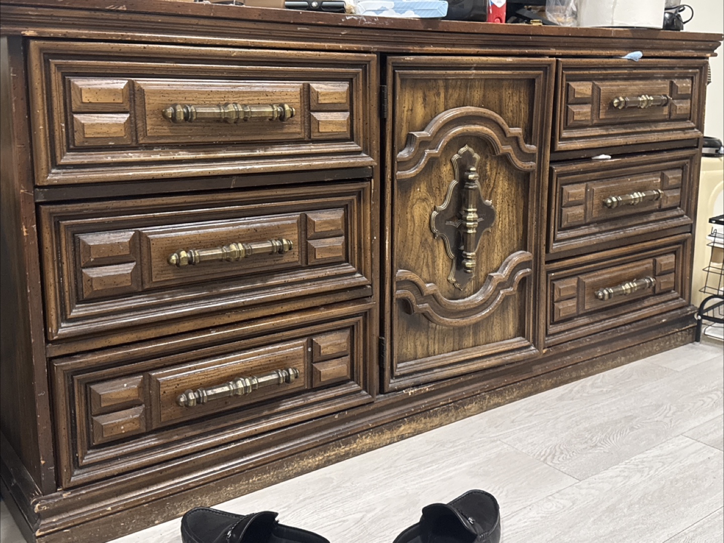 Vintage Wood Dresser with Mirror