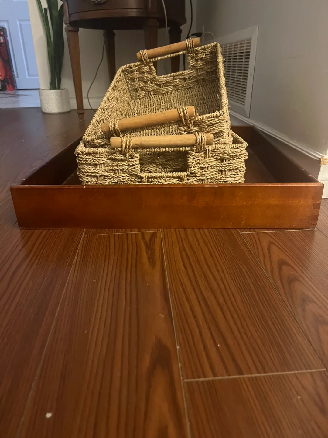 Wicker Baskets with Wooden Handles thumbnail