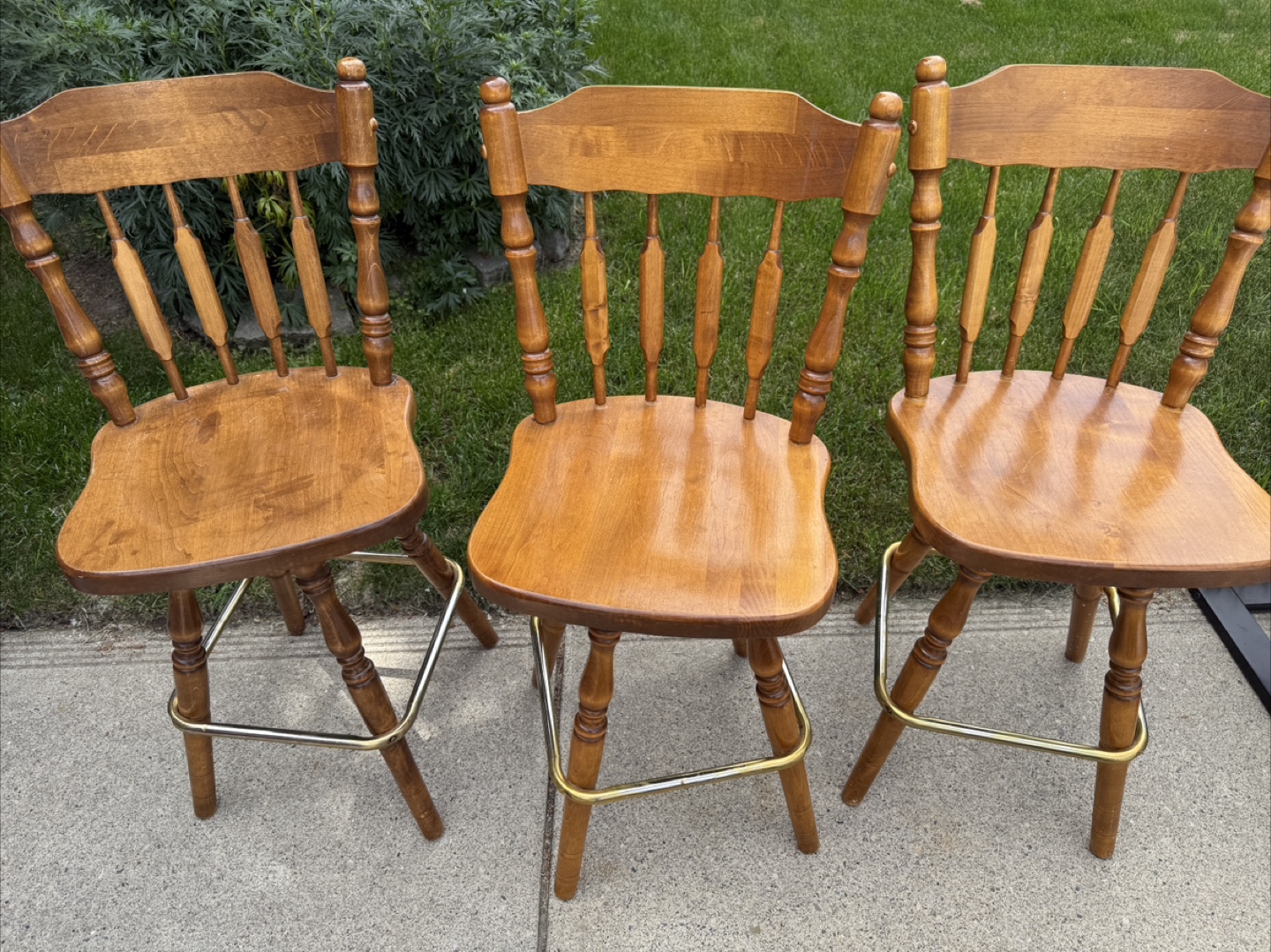 Set of 3 Wooden Bar Stools