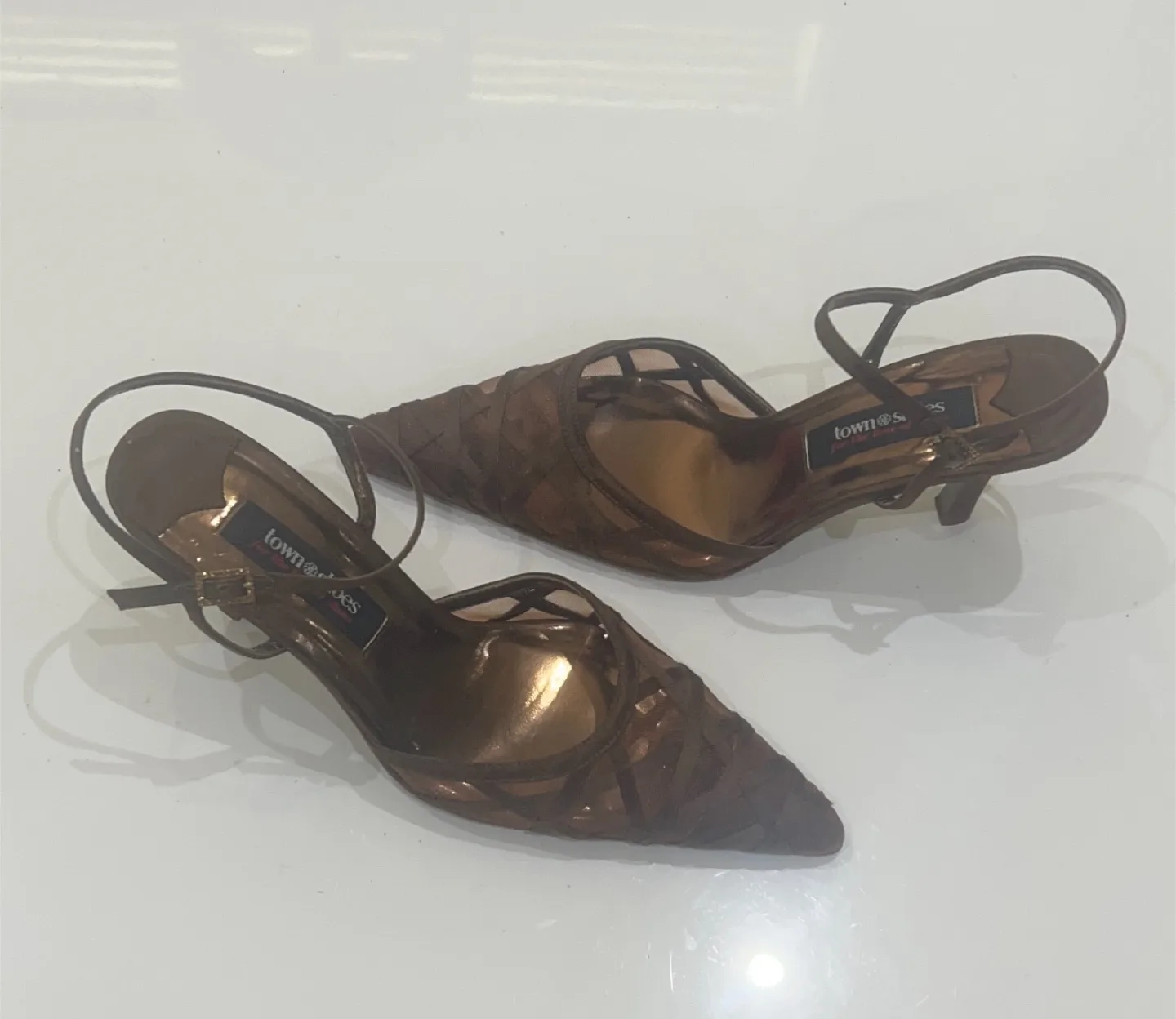 Town Shoes Brown slingback low heels thumbnail