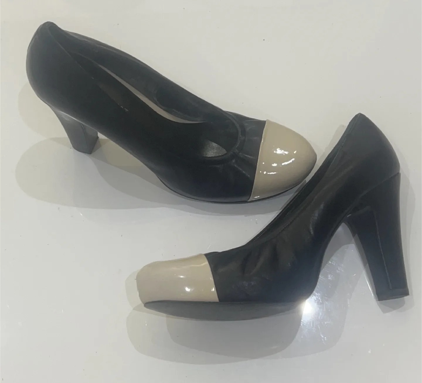 Nine West Elegant Black Heels with Beige Toe thumbnail