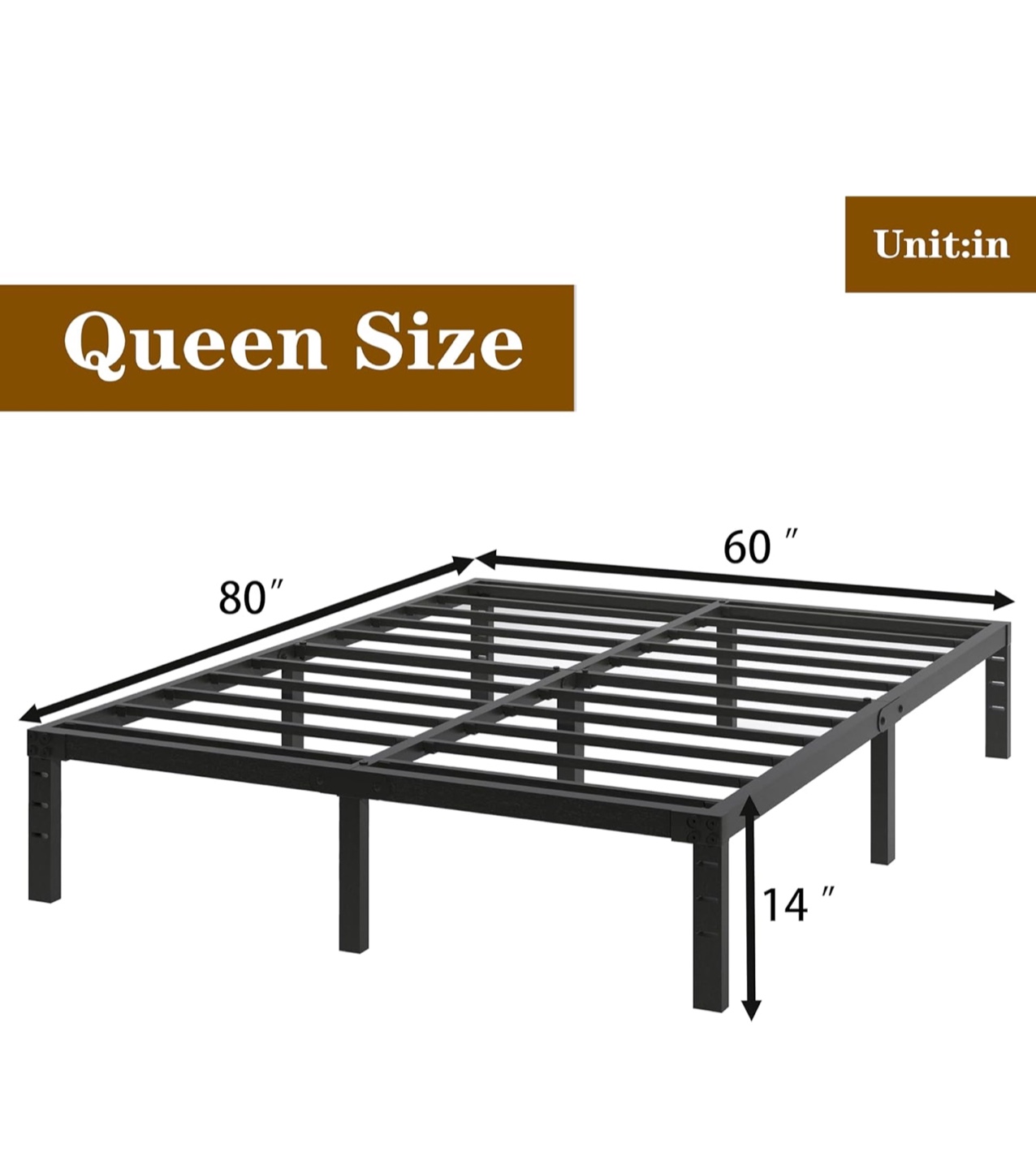 Queen Size Metal Bed Frame - 14 inch - photo 3