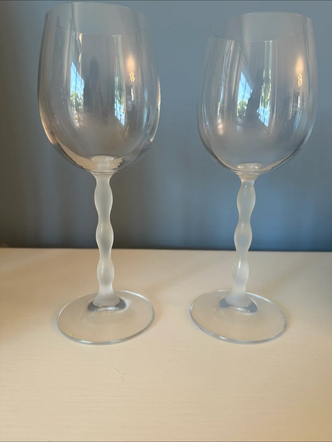 Pair of Mikasa Sofia Frost Crystal White Wine Glasses thumbnail