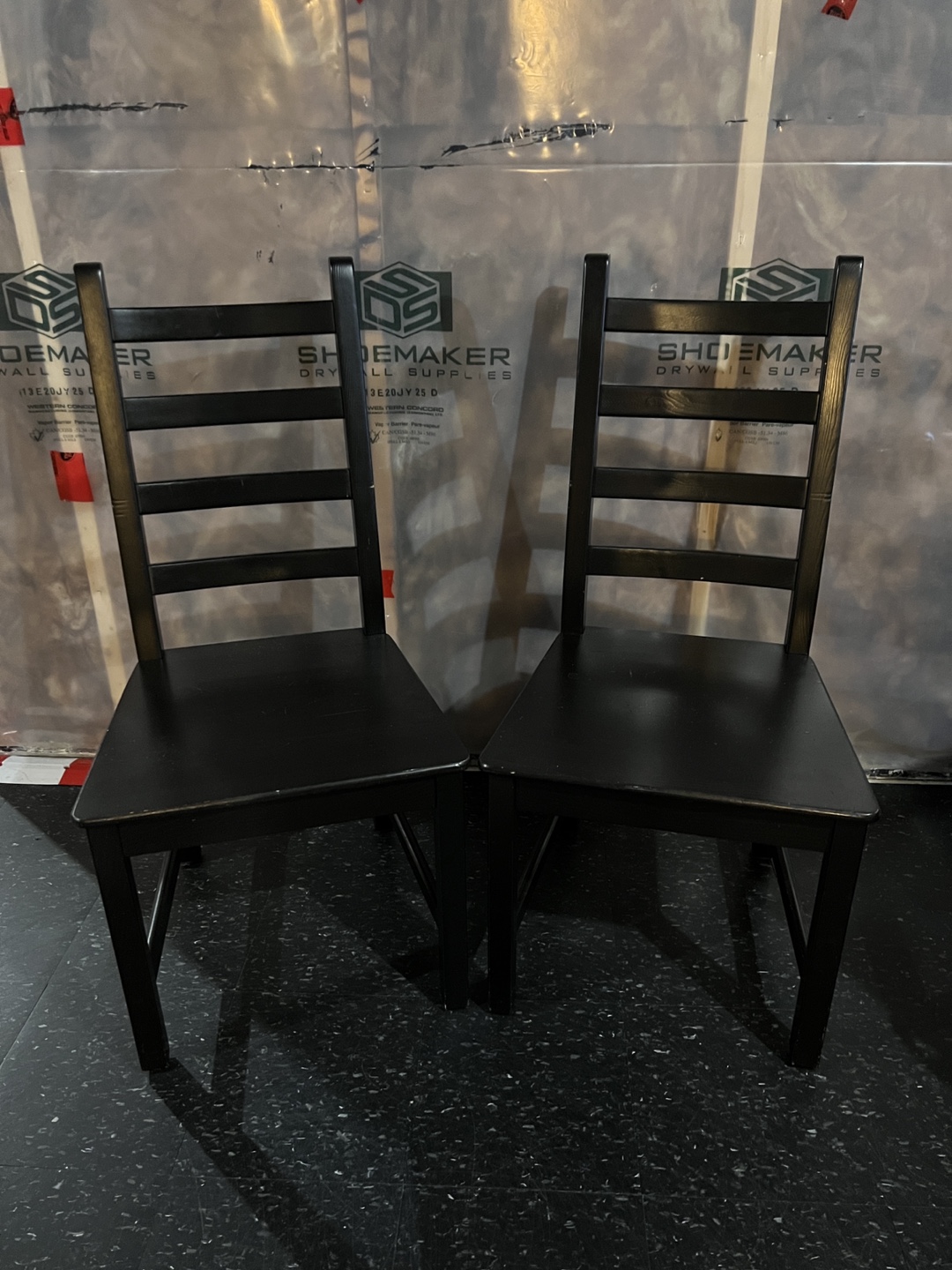 Set of 2 Black Wooden Dining Chairs