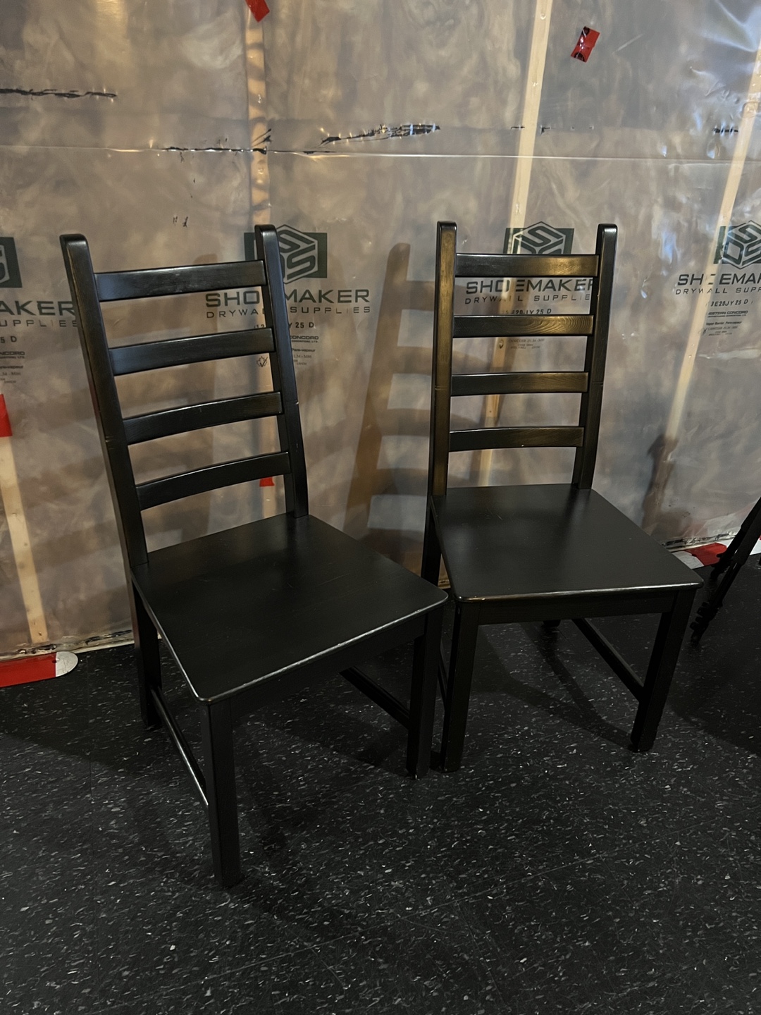 Set of 2 Black Wooden Dining Chairs - photo 2