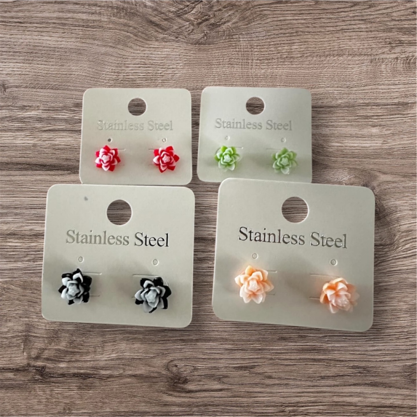 Stainless Steel Flower Stud Earrings - New