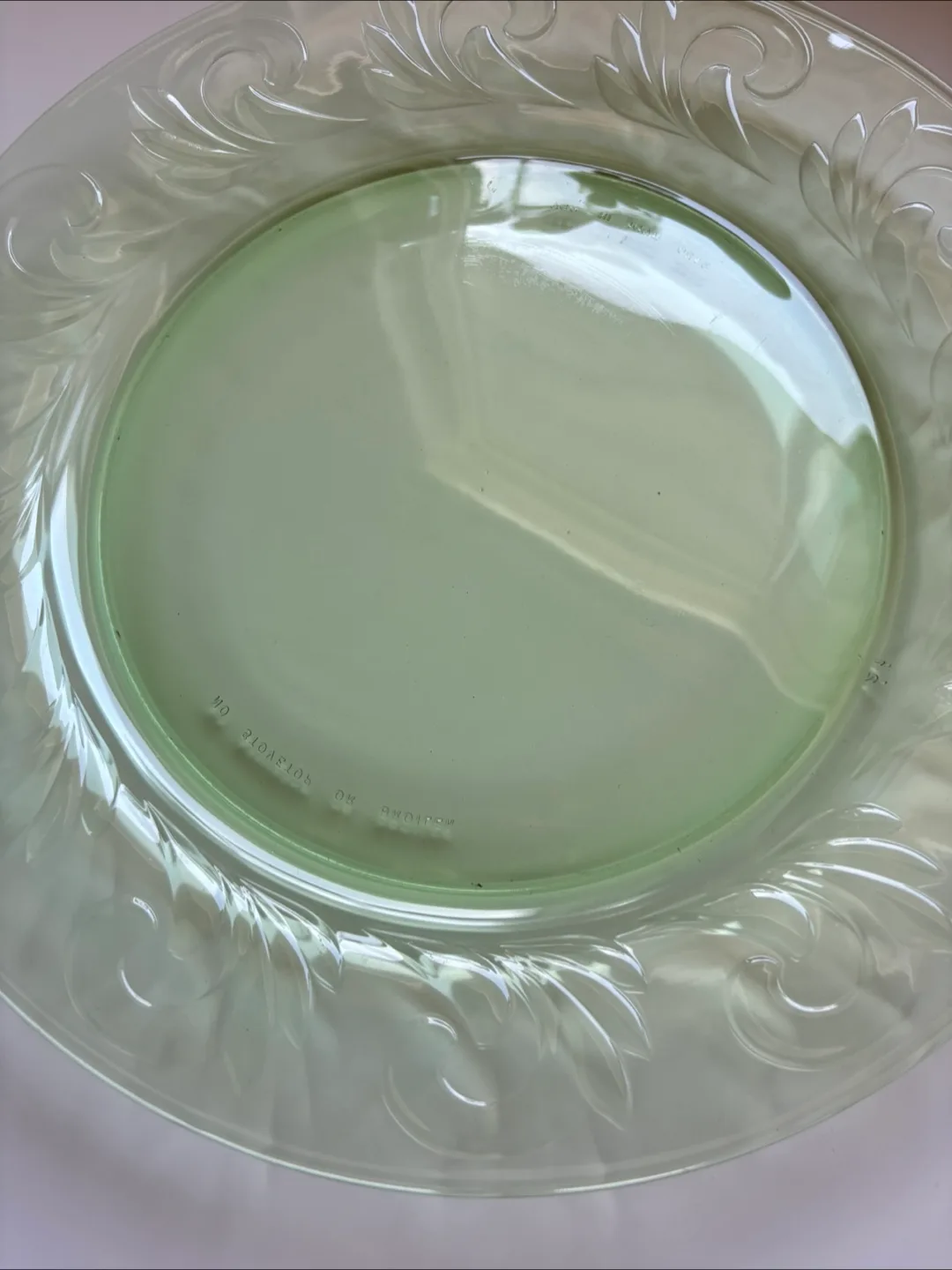 Vintage Green Depression Glass Plate - 11.5 inch thumbnail