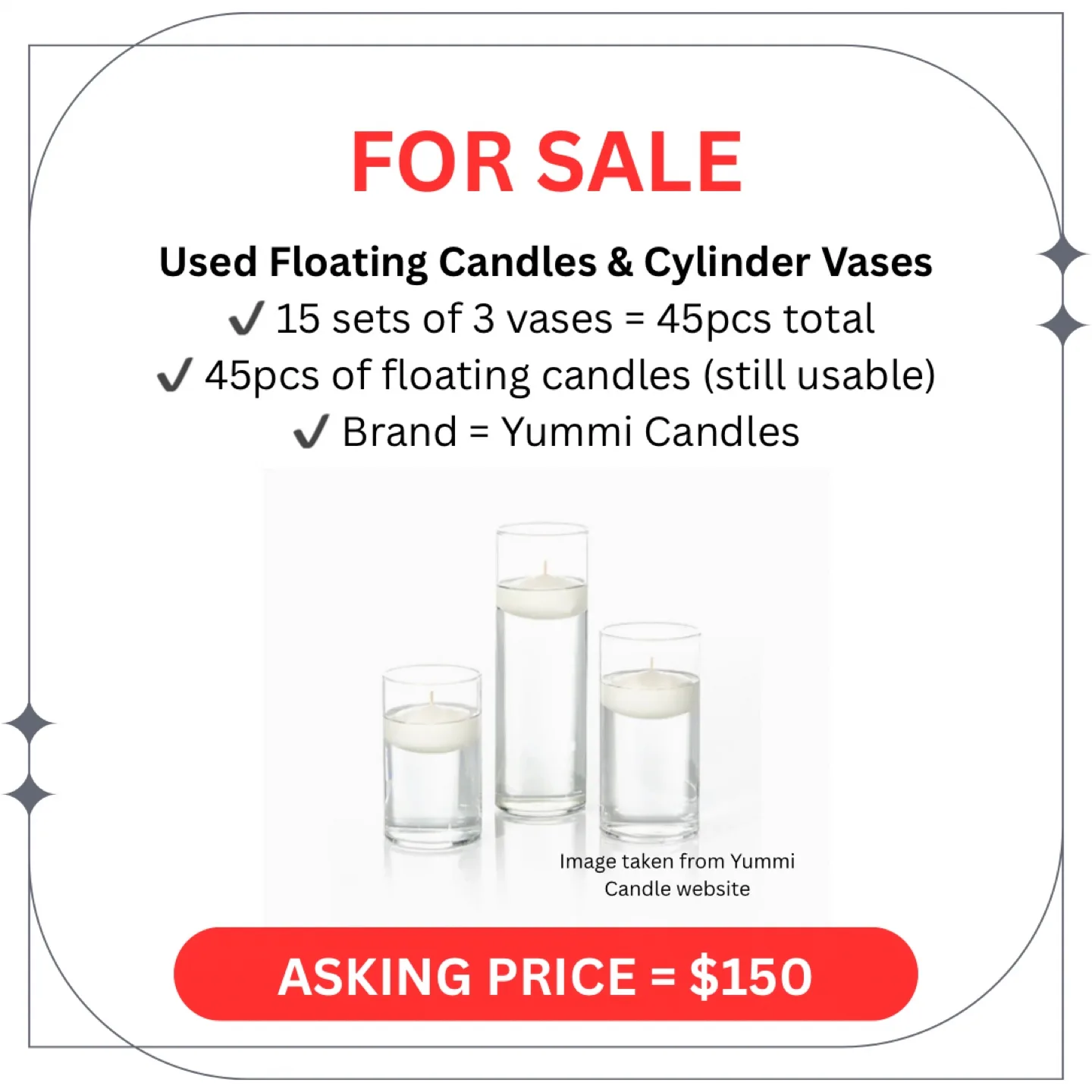 45pcs Floating Candles & Cylinder Vases (FREE tealight candles) thumbnail
