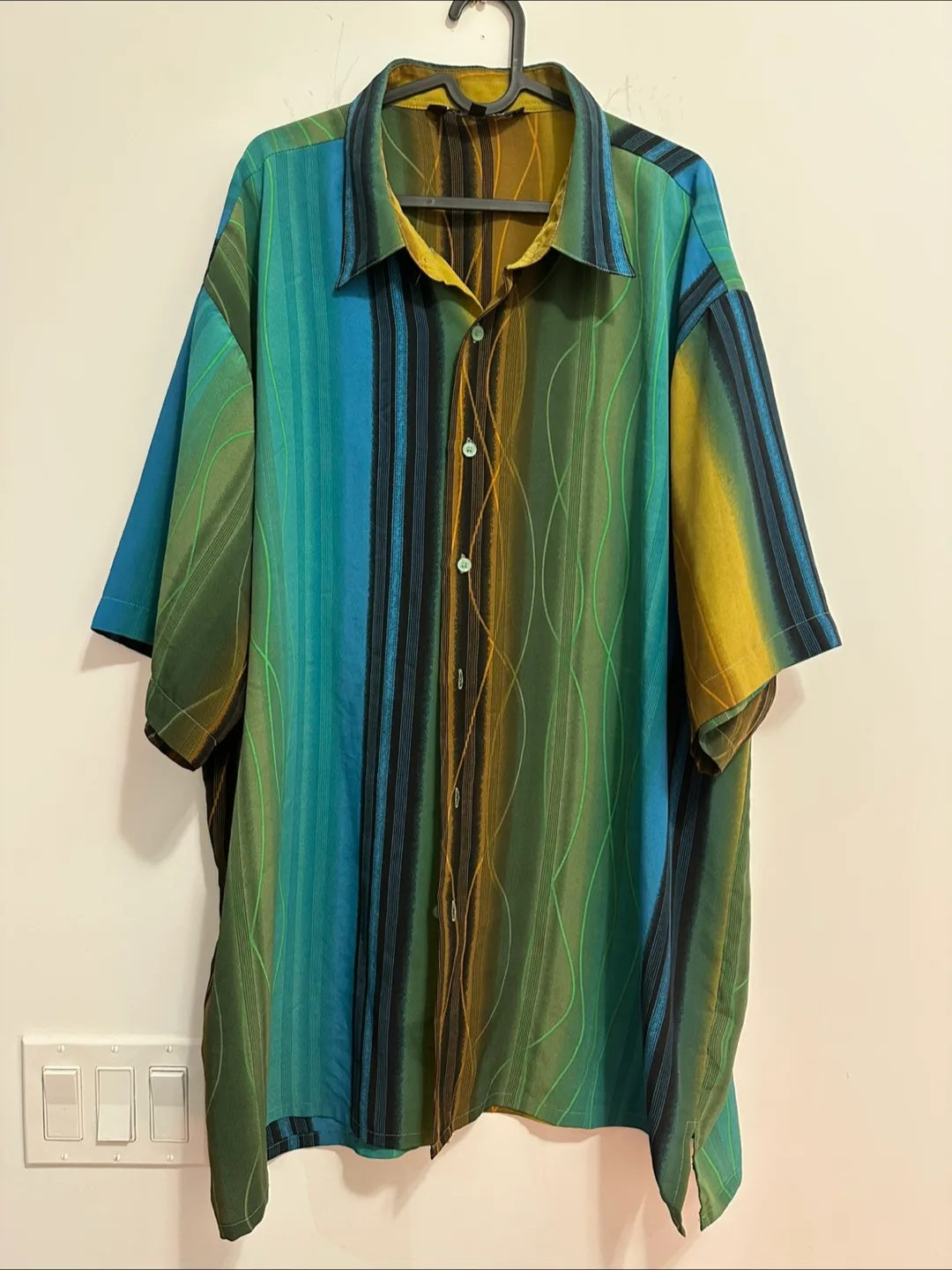 Striped Button-Down Shirt - Blue, Green, Yellow thumbnail