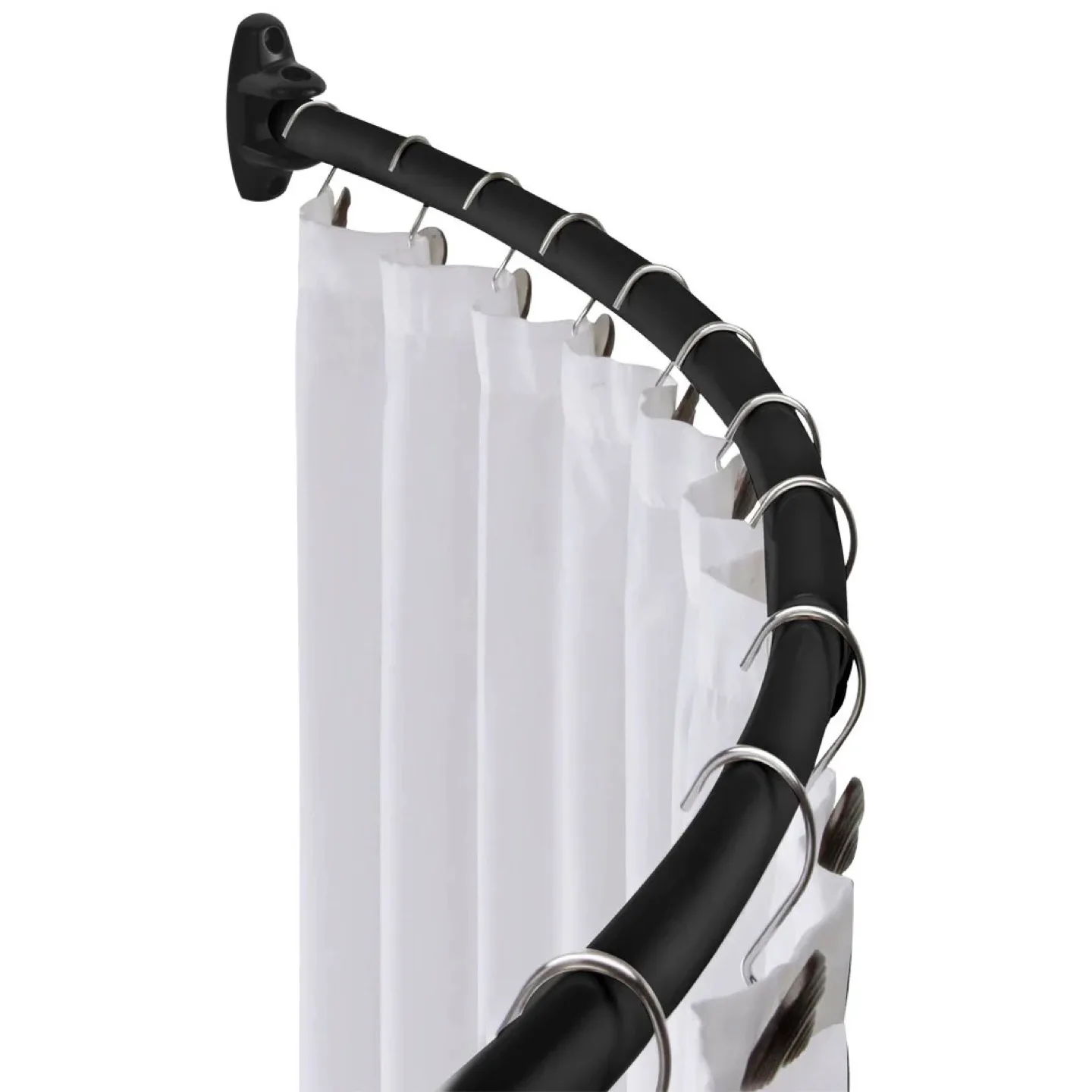 New Moën Deluxe Matte Black Extendable Curved Shower Curtain Rod thumbnail