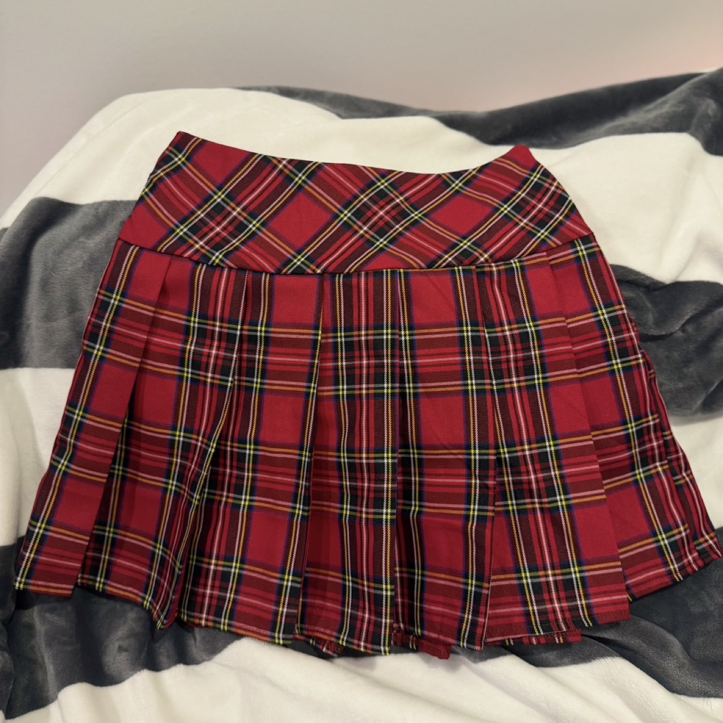 Red Plaid Pleated Skirt