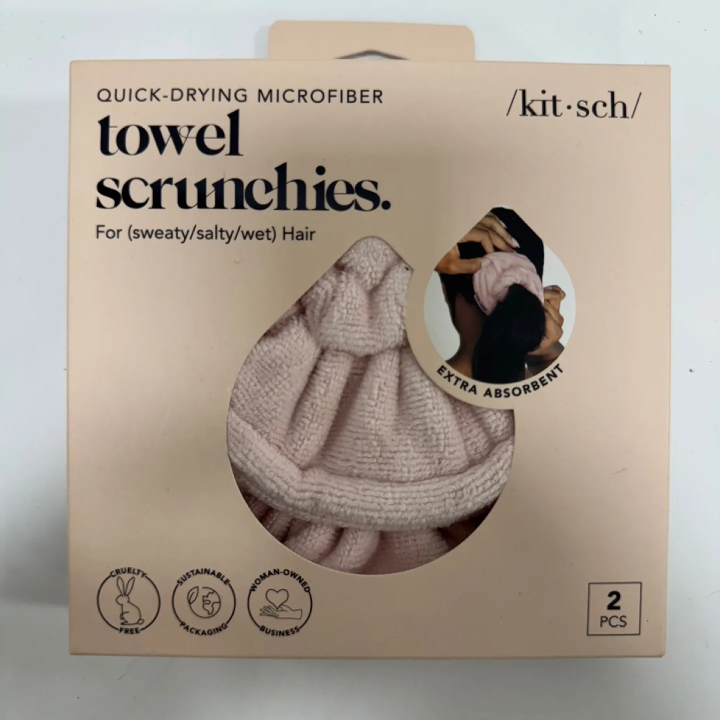 Kitsch Microfiber Towel Scrunchies - Blush (2 Pcs) thumbnail