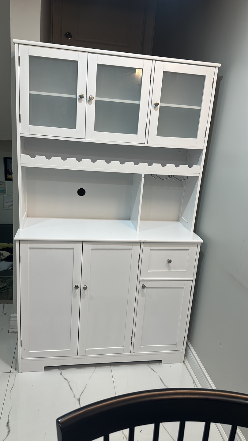 White Kitchen Hutch with Glass Doors - photo 4