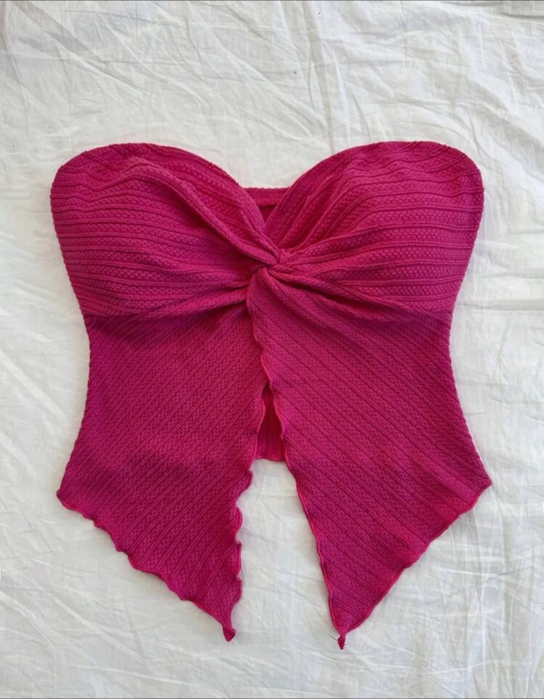 Pink Knitted Strapless Top image indicator(2)