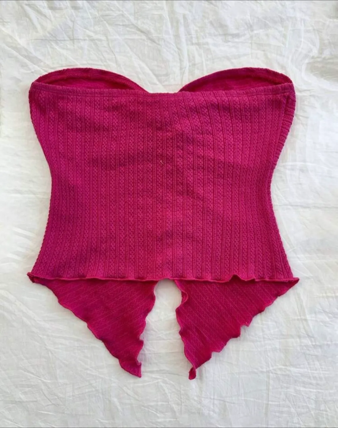 Pink Knitted Strapless Top image indicator(3)
