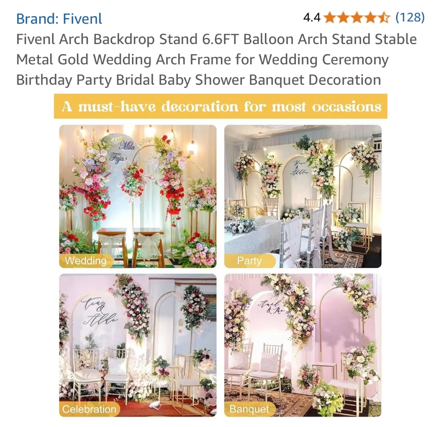 Fivenl Arch Backdrop Stand 6.6FT - Wedding, Party Decor image indicator(6)