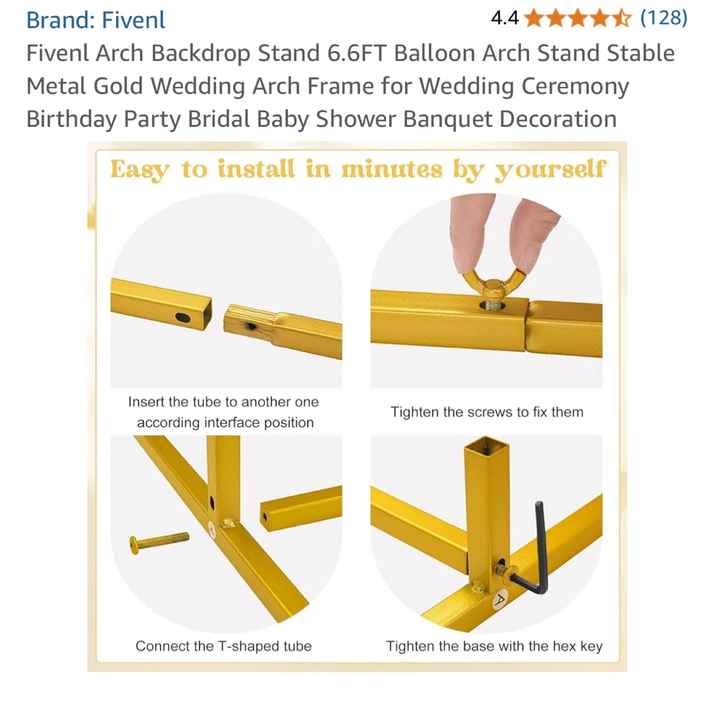 Fivenl Arch Backdrop Stand 6.6FT - Wedding, Party Decor image indicator(4)