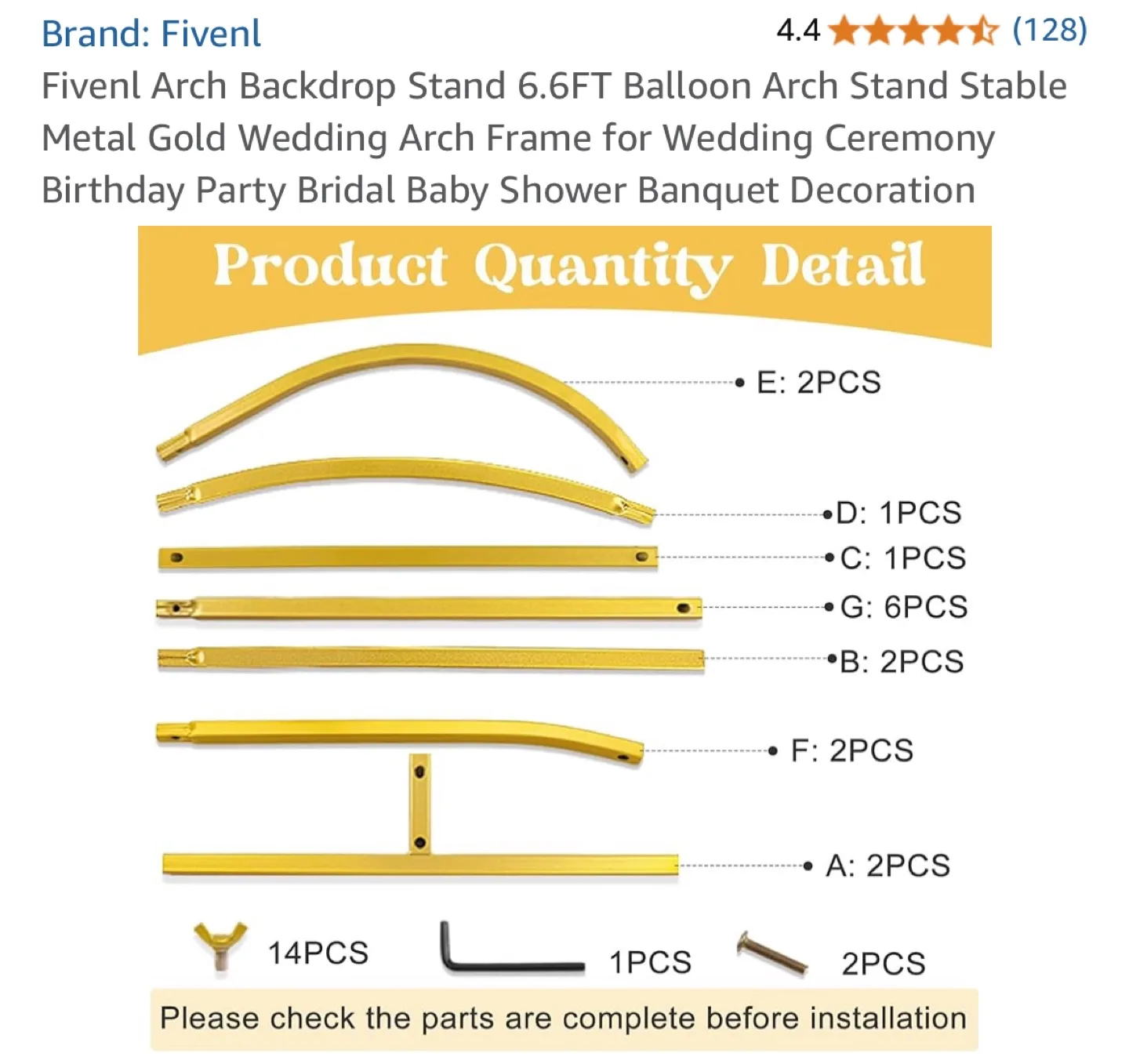 Fivenl Arch Backdrop Stand 6.6FT - Wedding, Party Decor image indicator(5)