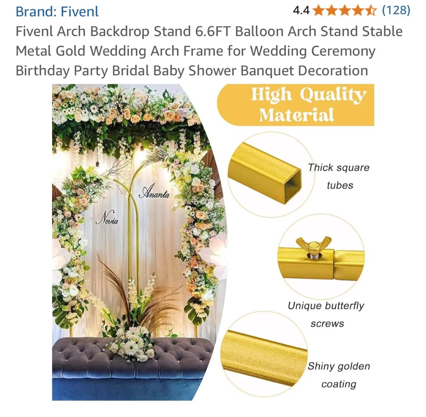 Fivenl Arch Backdrop Stand 6.6FT - Wedding, Party Decor image indicator(3)