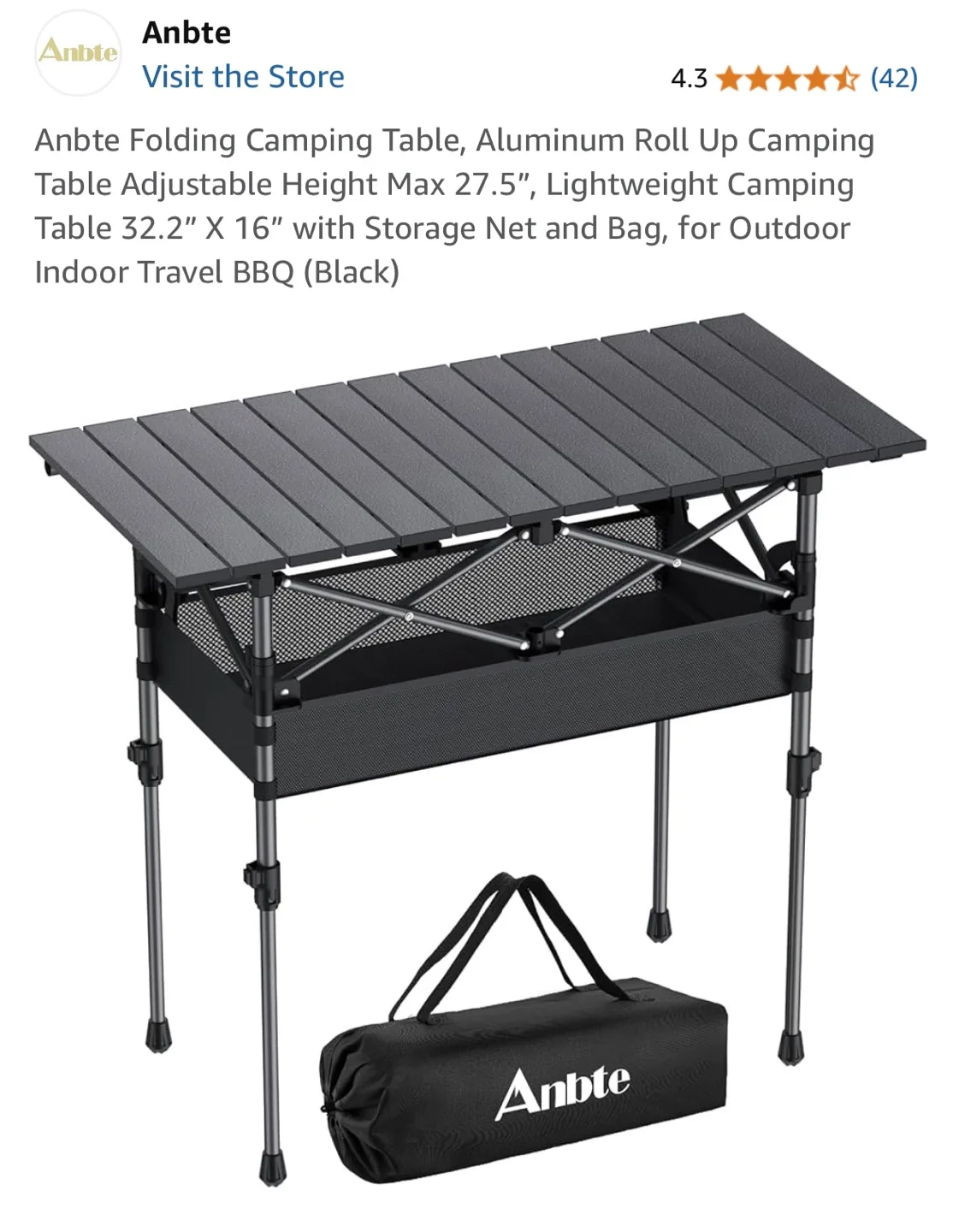 Anbte Folding Camping Table - Lightweight & Portable thumbnail