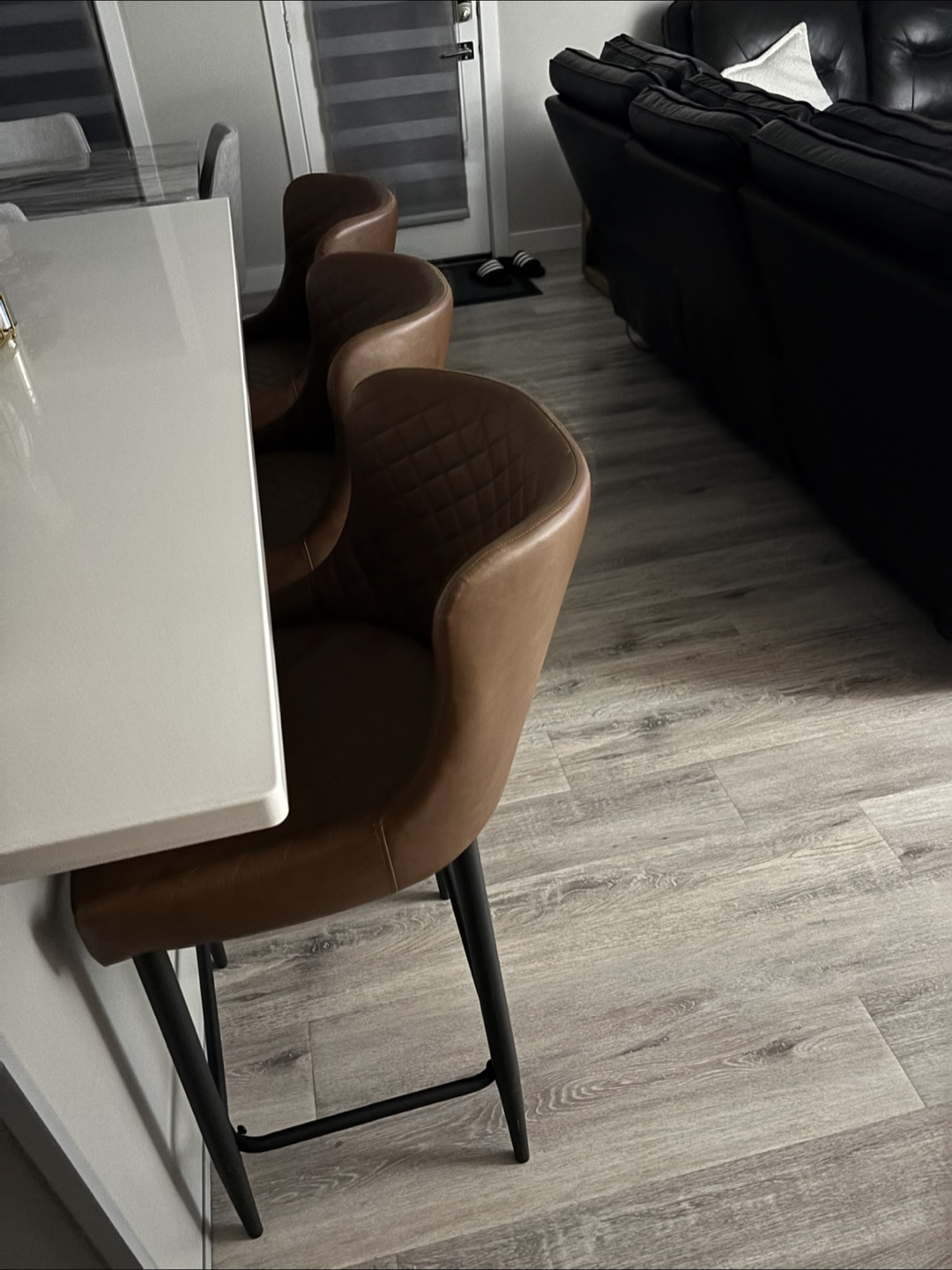 Brown Faux Leather Bar Stools