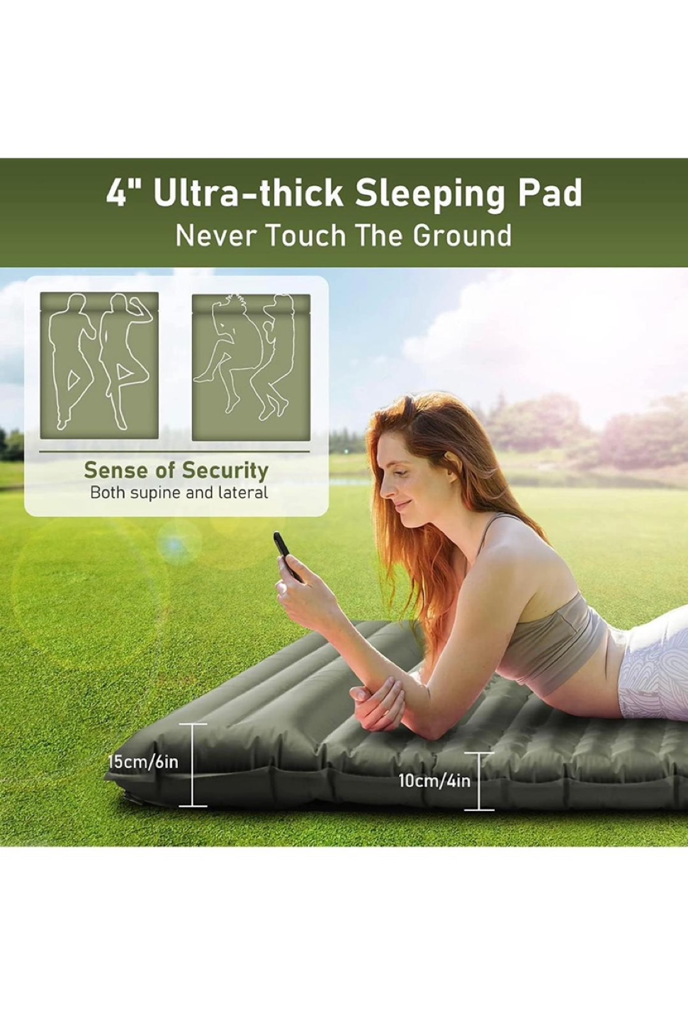 TWIN SIZE 4" Ultra-thick Sleeping Pad - Camping for Two - photo 3